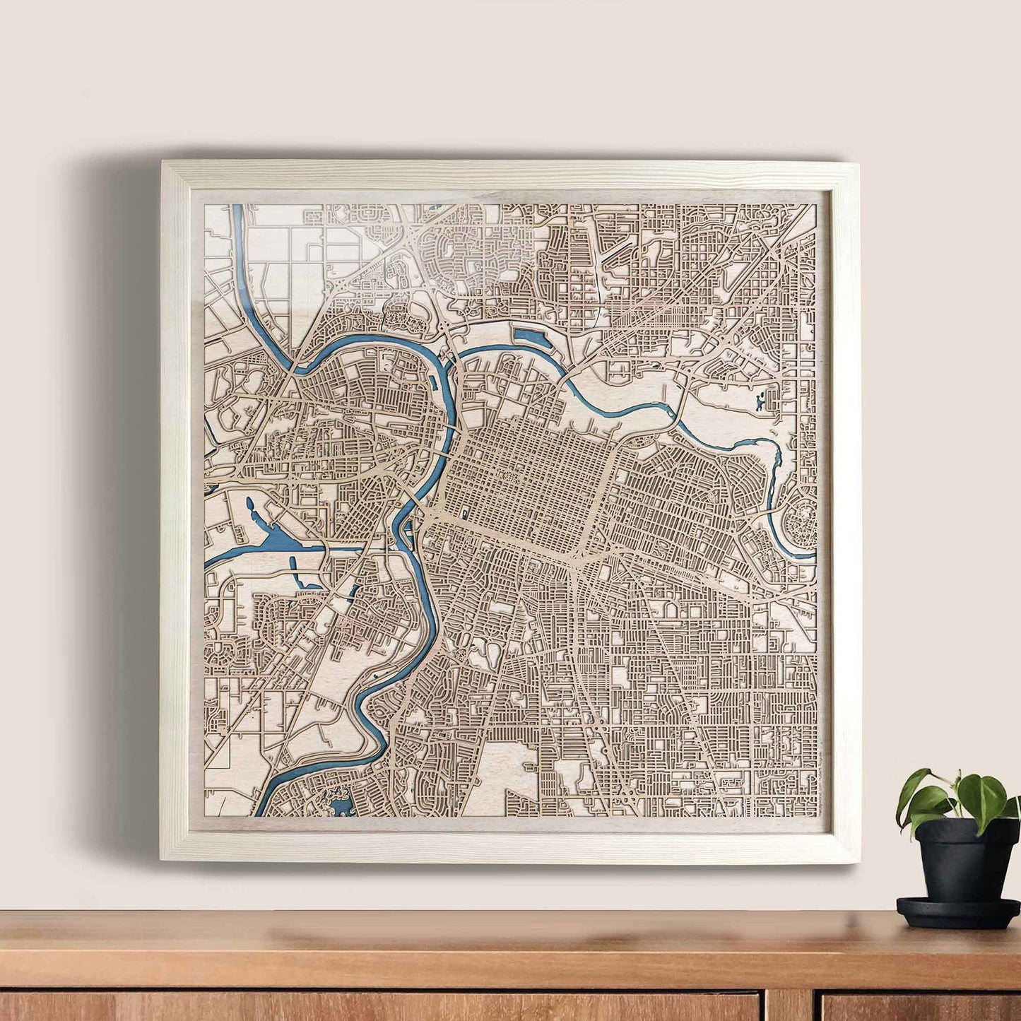 Sacramento Wooden Map by CityWood - Custom Wood Map Art - Unique Laser Cut Engraved - Anniversary Gift