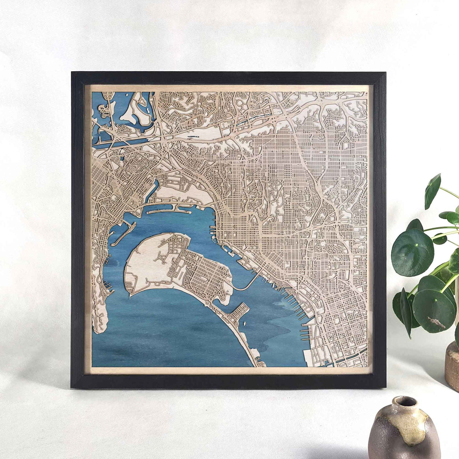 San Diego Wooden Map by CityWood - Custom Wood Map Art - Unique Laser Cut Engraved - Anniversary Gift