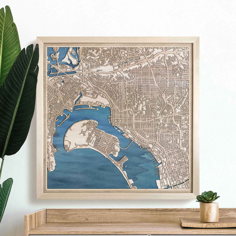 Wooden map of San Diego - unique gifts, wall art | CityWood