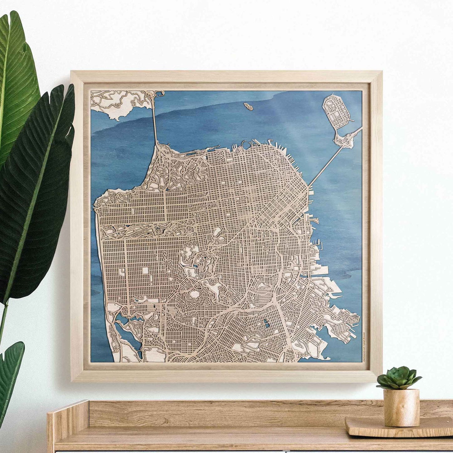 San Francisco Wooden Map by CityWood - Custom Wood Map Art - Unique Laser Cut Engraved - Anniversary Gift