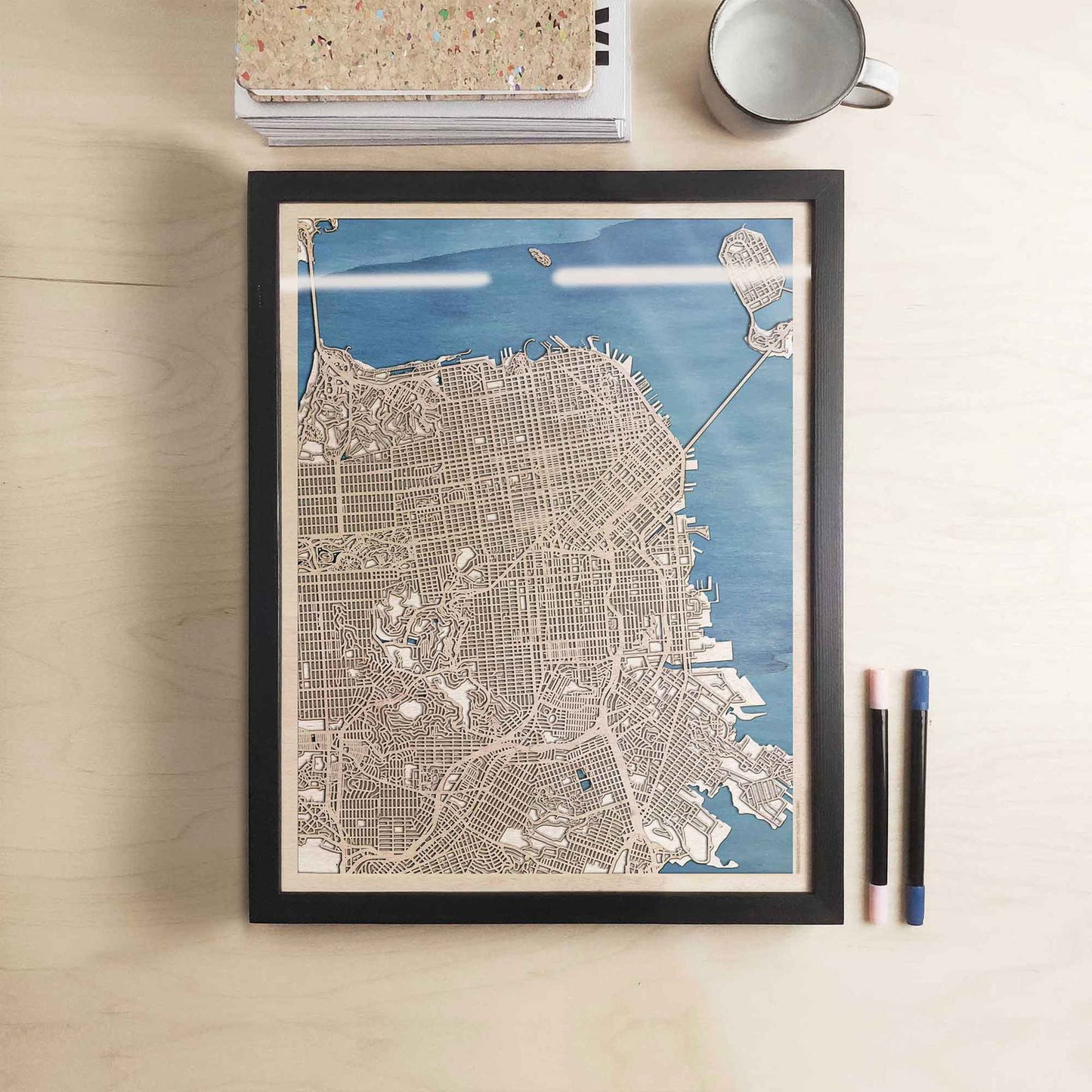 San Francisco Wooden Map by CityWood - Custom Wood Map Art - Unique Laser Cut Engraved - Anniversary Gift