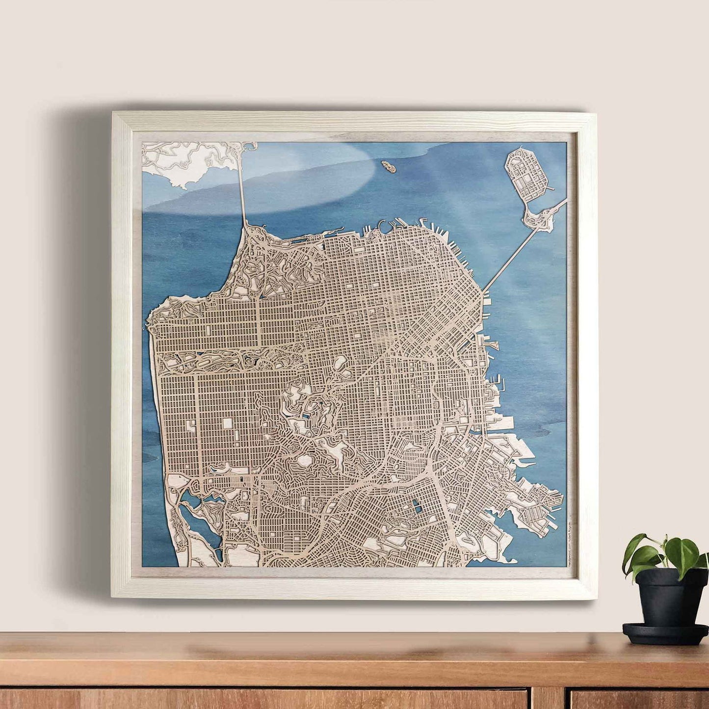 San Francisco Wooden Map by CityWood - Custom Wood Map Art - Unique Laser Cut Engraved - Anniversary Gift