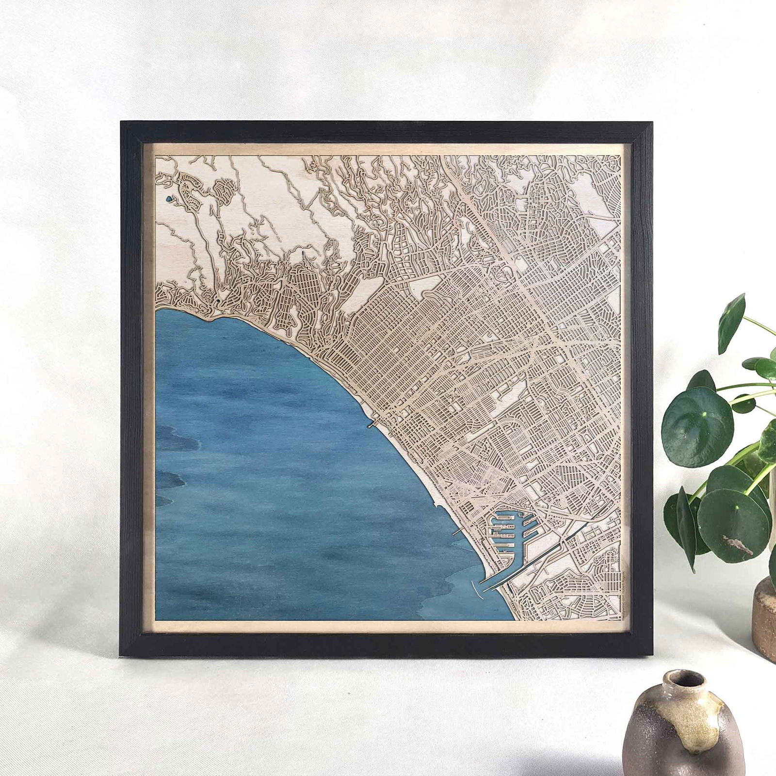 Santa Monica Wooden Map by CityWood - Custom Wood Map Art - Unique Laser Cut Engraved - Anniversary Gift