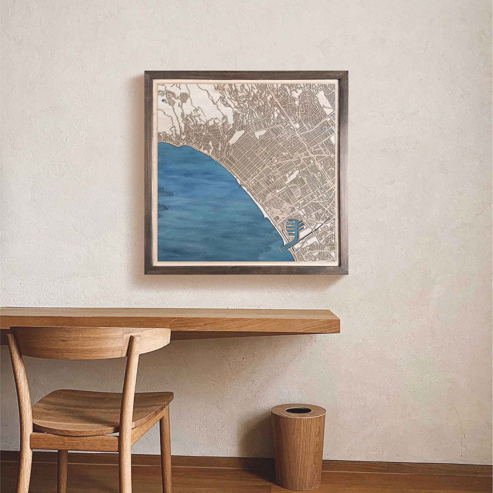 Santa Monica Wooden Map by CityWood - Custom Wood Map Art - Unique Laser Cut Engraved - Anniversary Gift