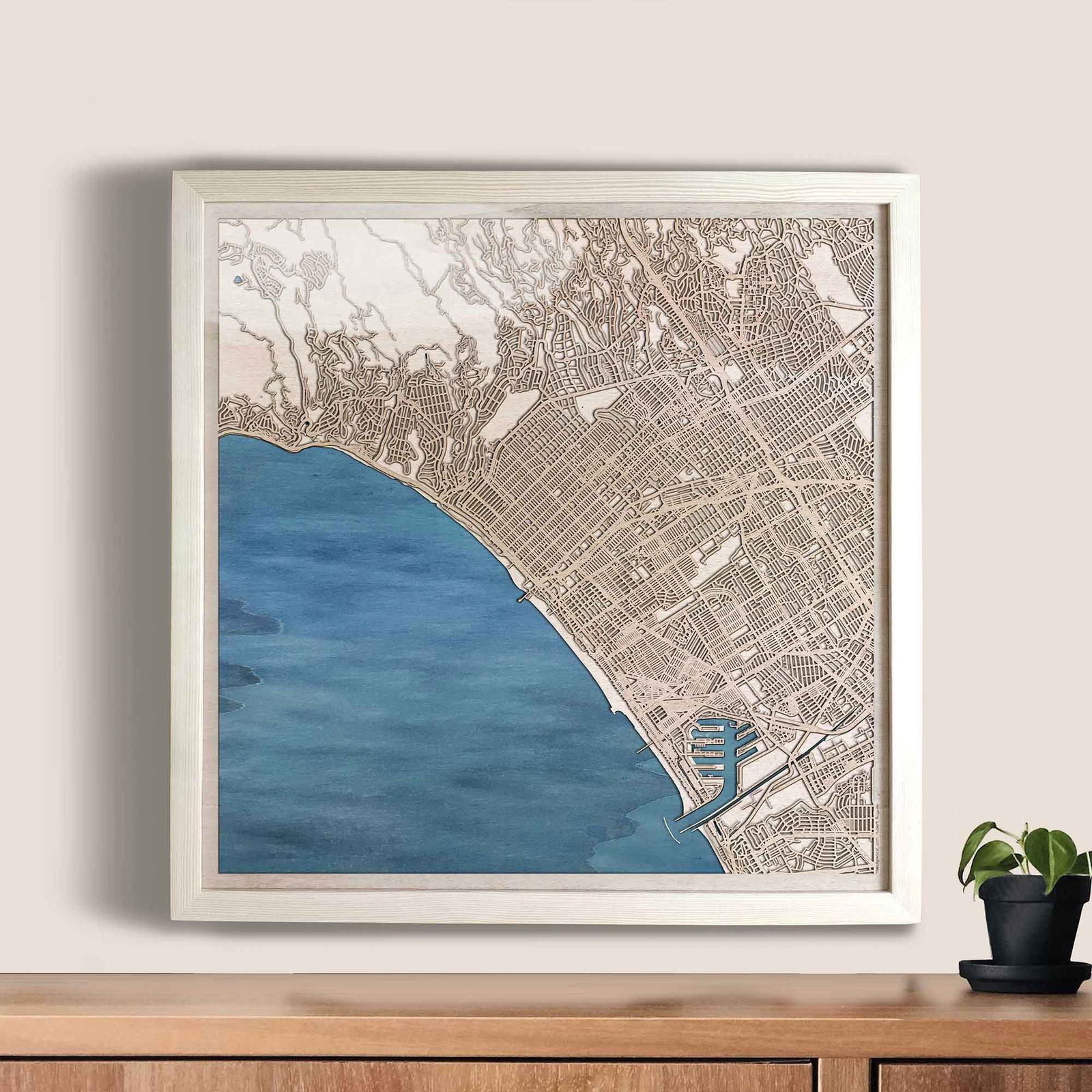 Santa Monica Wooden Map by CityWood - Custom Wood Map Art - Unique Laser Cut Engraved - Anniversary Gift