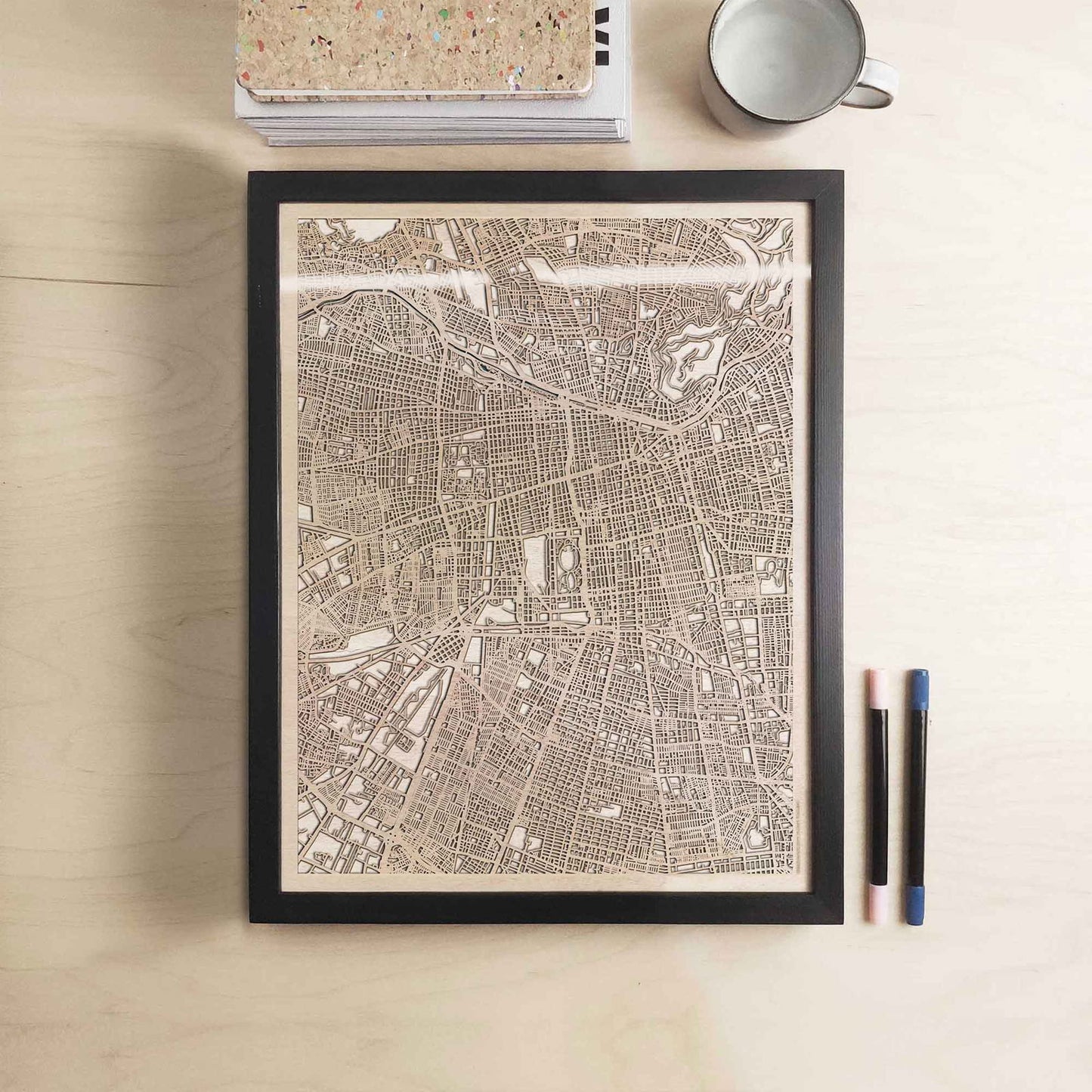 Santiago Wooden Map by CityWood - Custom Wood Map Art - Unique Laser Cut Engraved - Anniversary Gift