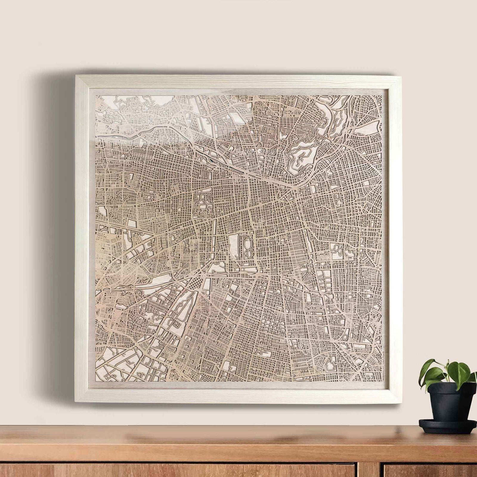 Santiago Wooden Map by CityWood - Custom Wood Map Art - Unique Laser Cut Engraved - Anniversary Gift
