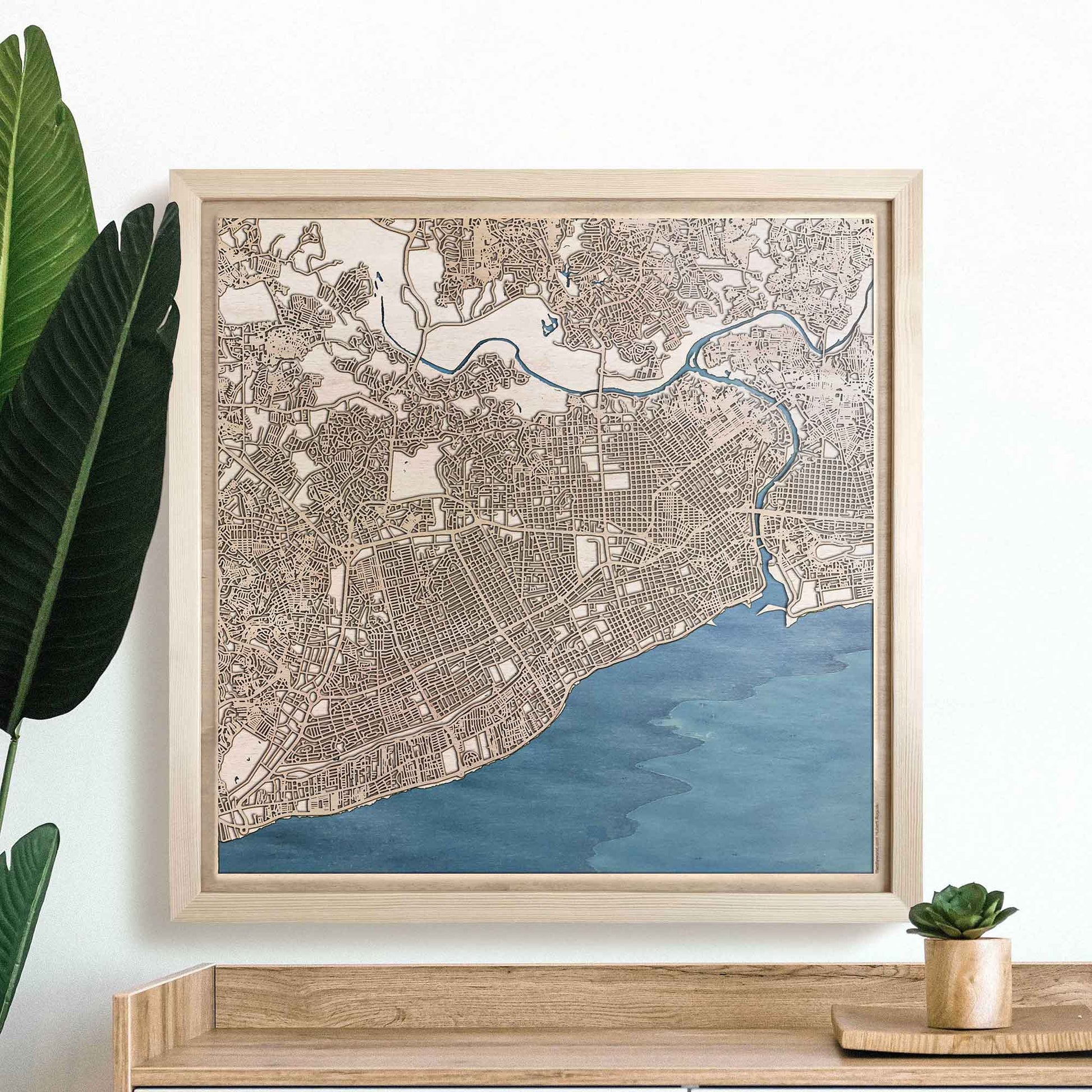 Santo Domingo Wooden Map by CityWood - Custom Wood Map Art - Unique Laser Cut Engraved - Anniversary Gift