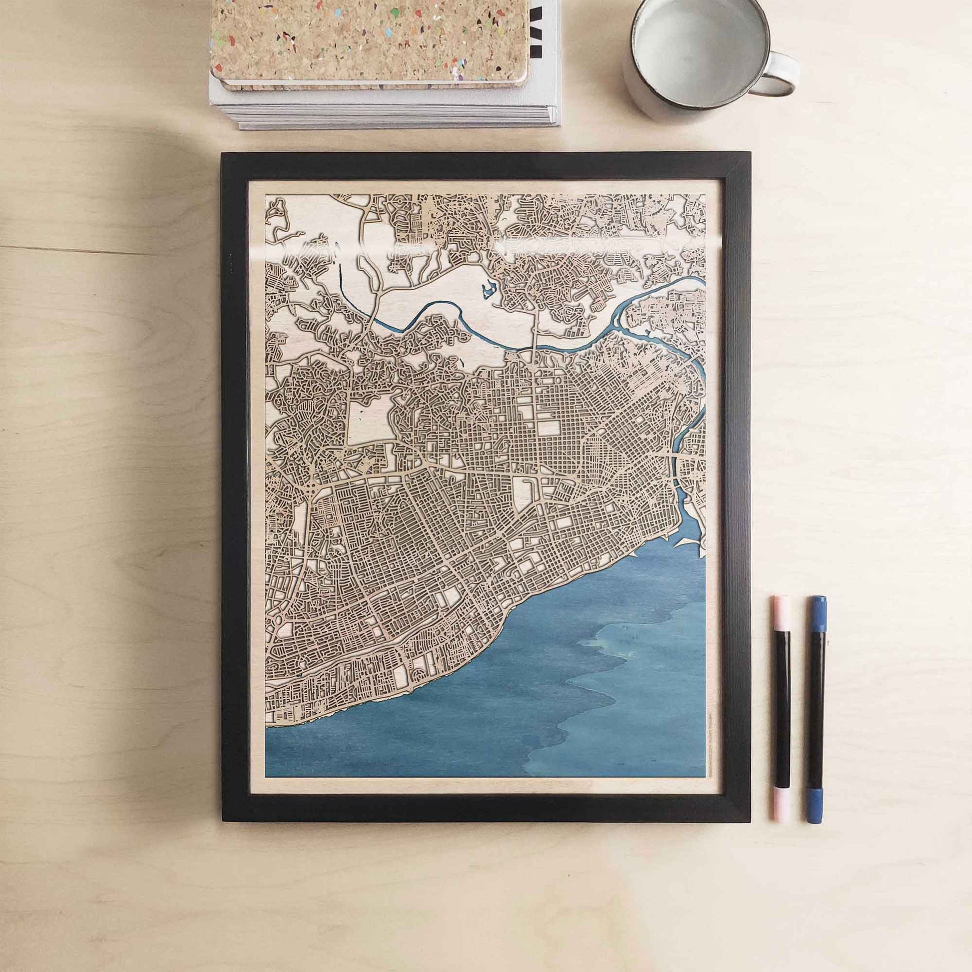 Santo Domingo Wooden Map by CityWood - Custom Wood Map Art - Unique Laser Cut Engraved - Anniversary Gift