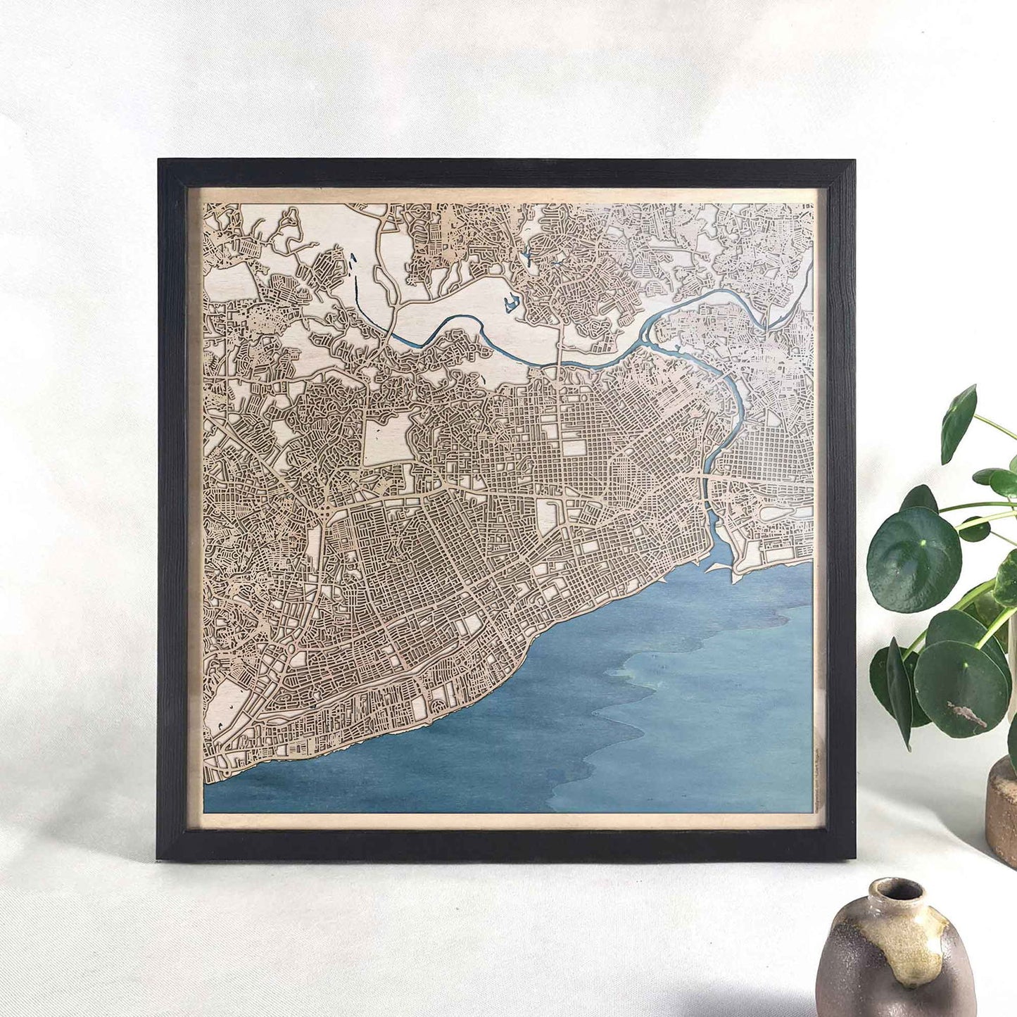 Santo Domingo Wooden Map by CityWood - Custom Wood Map Art - Unique Laser Cut Engraved - Anniversary Gift