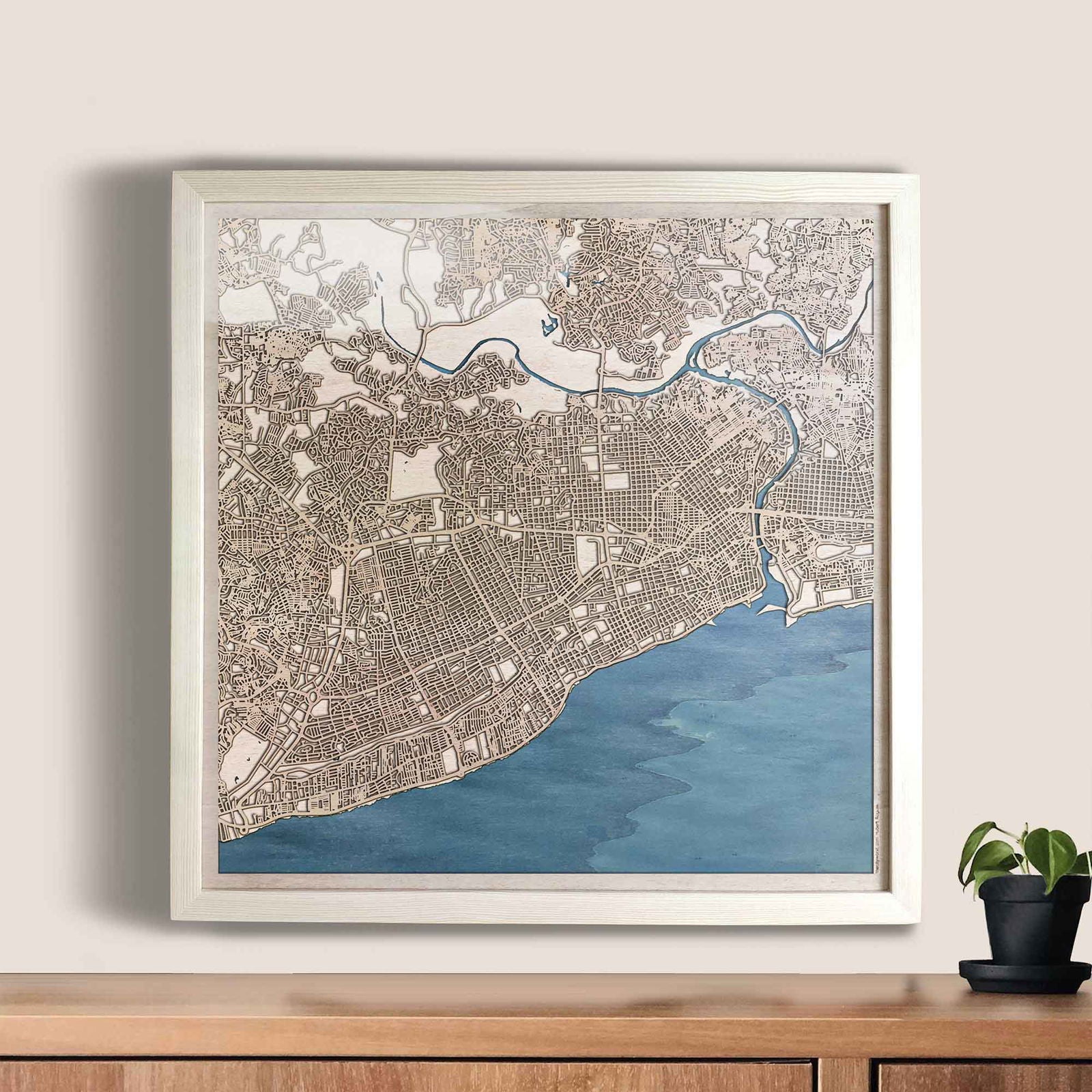 Santo Domingo Wooden Map by CityWood - Custom Wood Map Art - Unique Laser Cut Engraved - Anniversary Gift