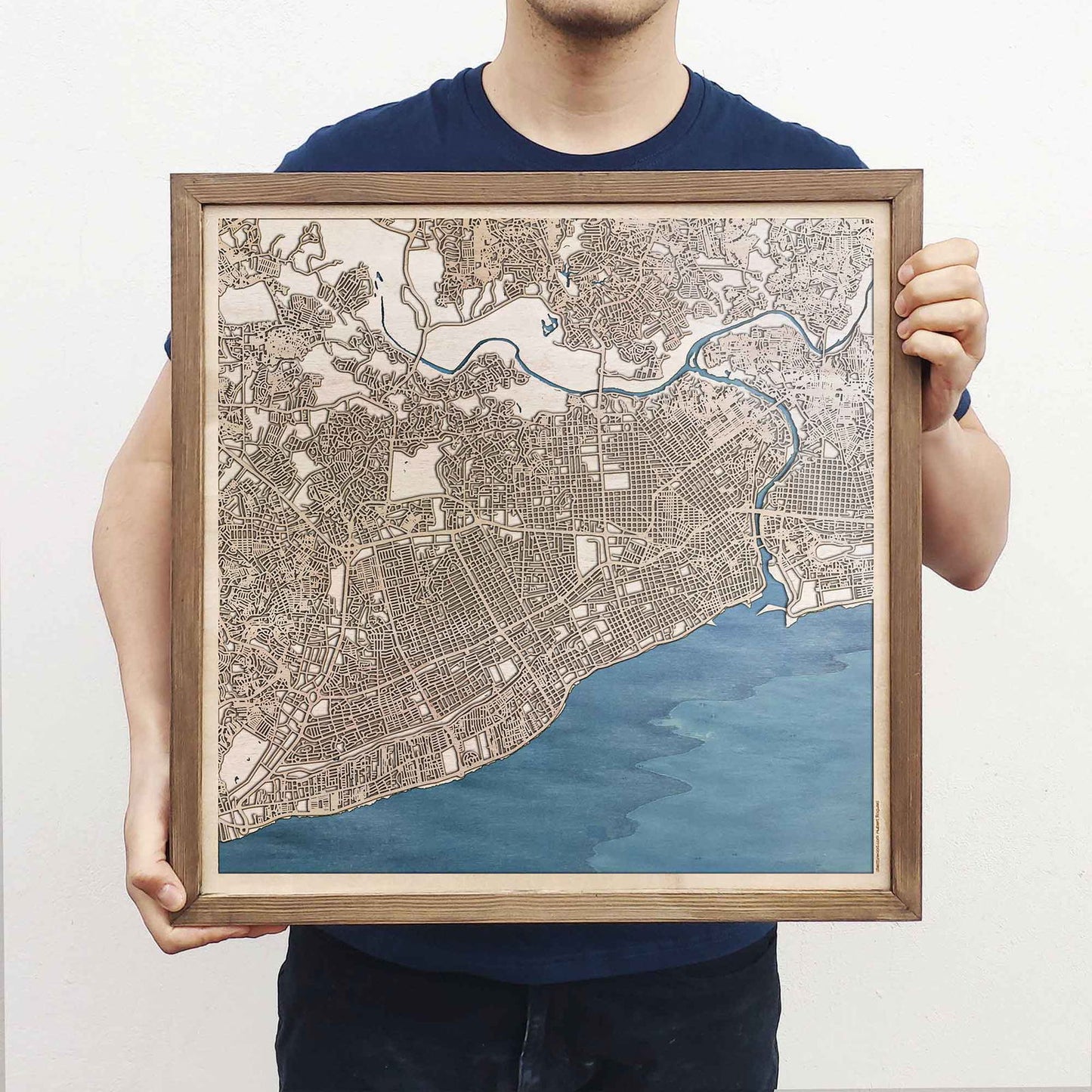 Santo Domingo Wooden Map by CityWood - Custom Wood Map Art - Unique Laser Cut Engraved - Anniversary Gift