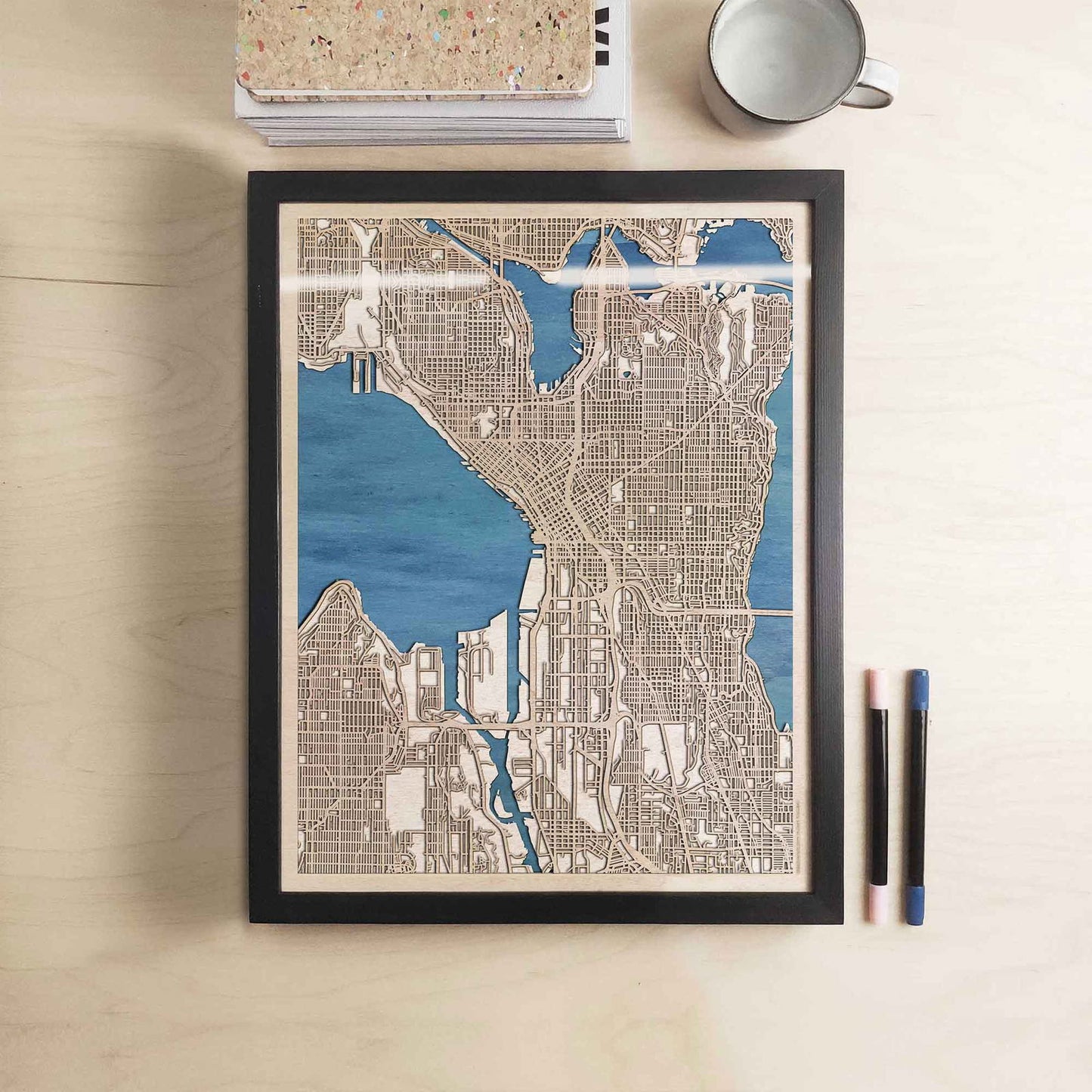 Seattle Wooden Map by CityWood - Custom Wood Map Art - Unique Laser Cut Engraved - Anniversary Gift