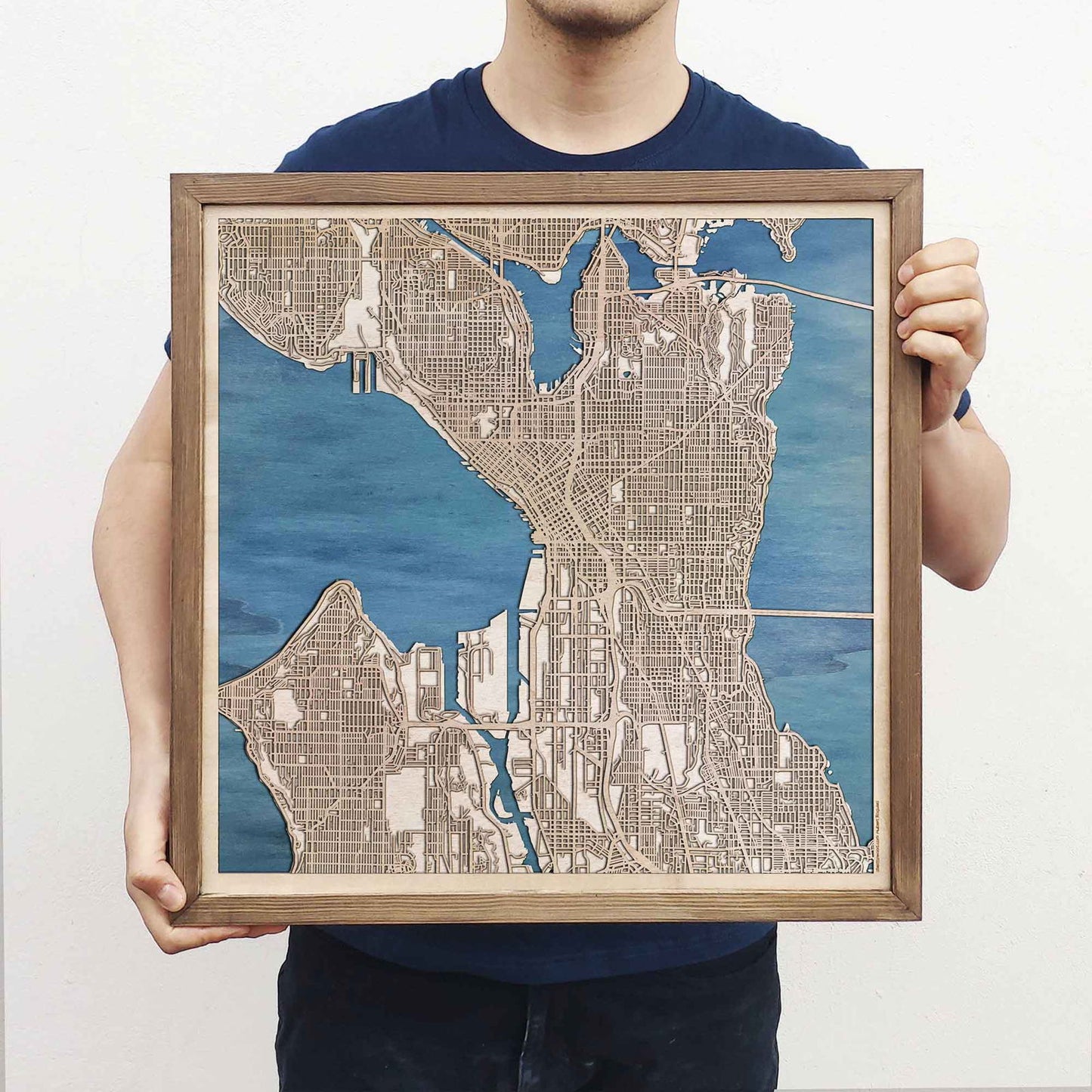 Seattle Wooden Map by CityWood - Custom Wood Map Art - Unique Laser Cut Engraved - Anniversary Gift