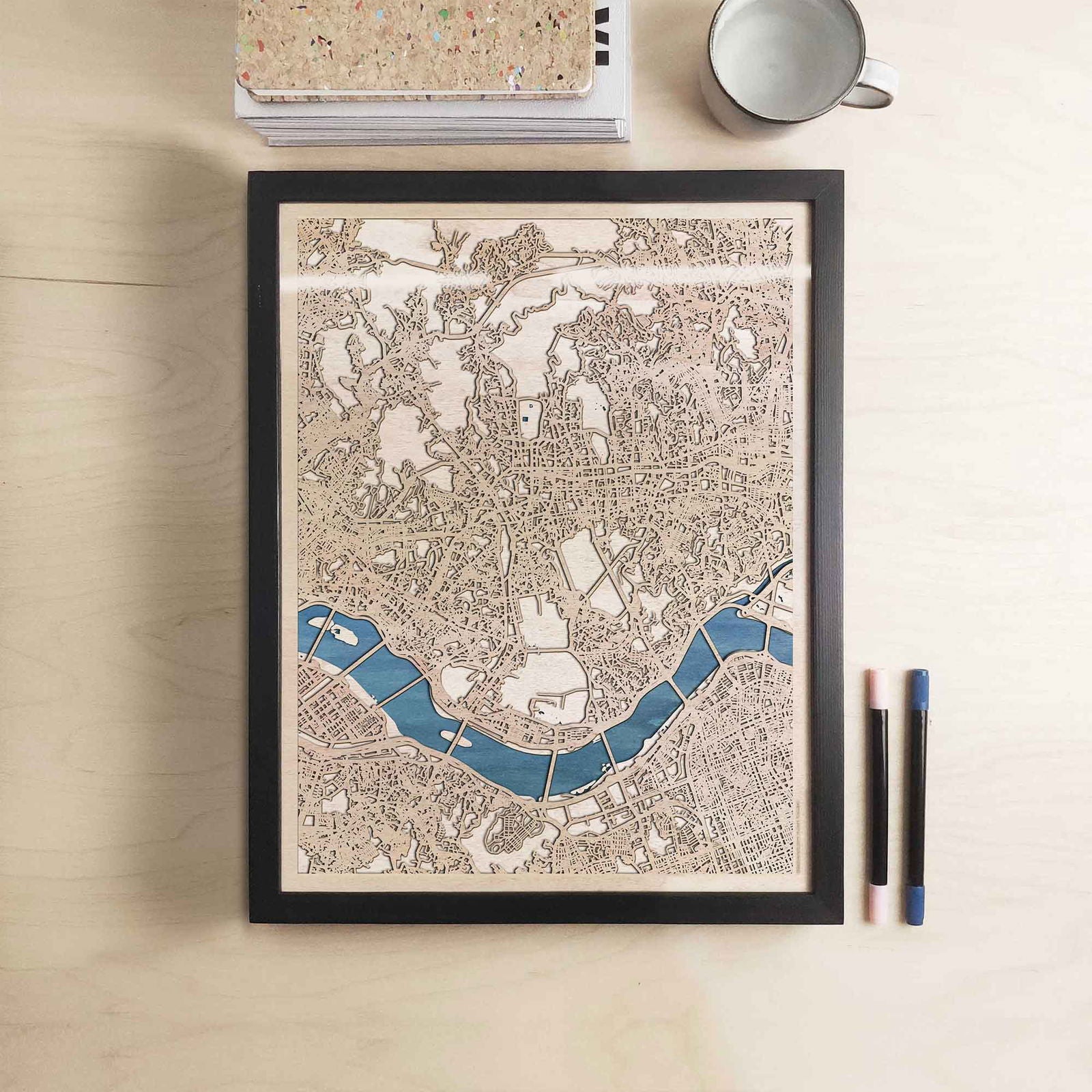 Seoul Wooden Map by CityWood - Custom Wood Map Art - Unique Laser Cut Engraved - Anniversary Gift