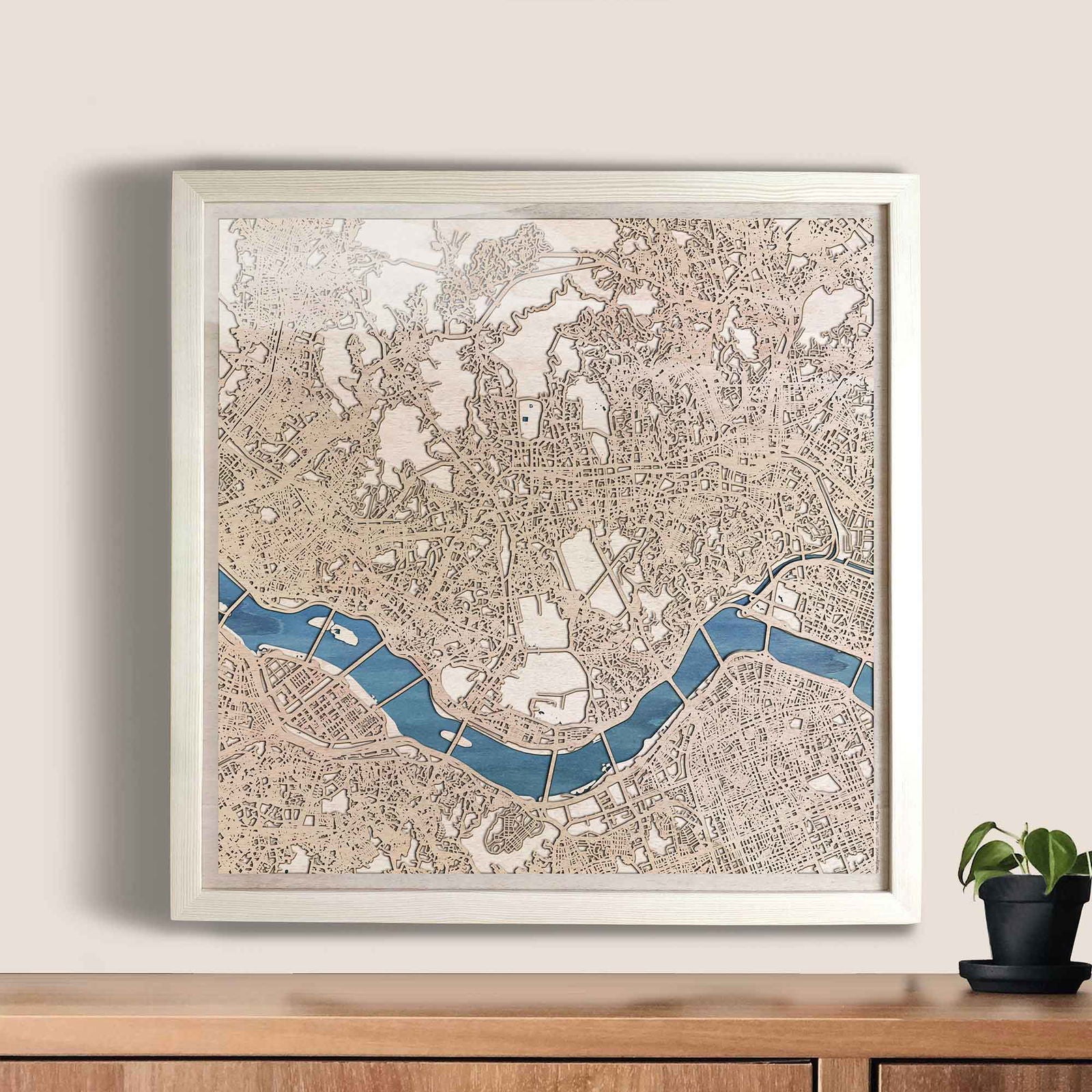Seoul Wooden Map by CityWood - Custom Wood Map Art - Unique Laser Cut Engraved - Anniversary Gift