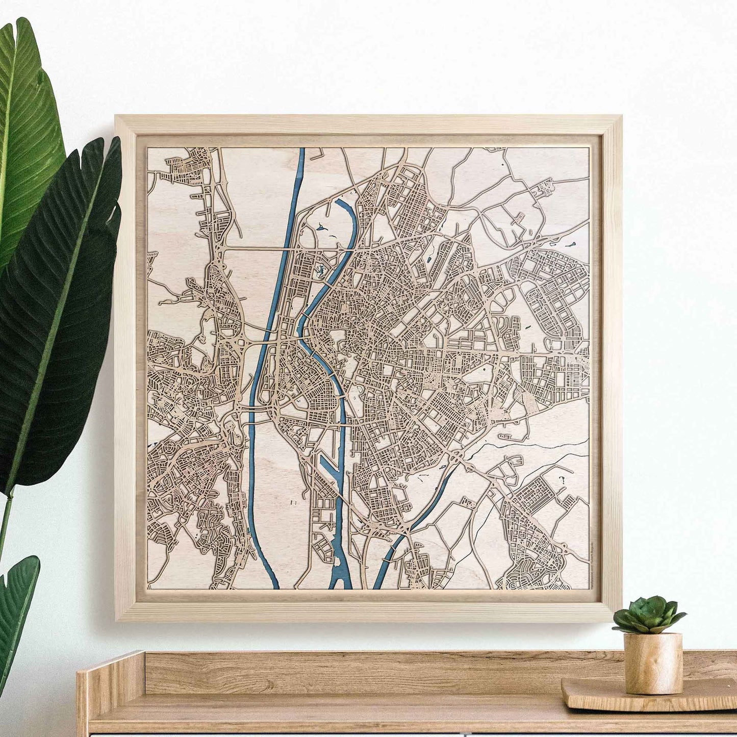 Seville Wooden Map by CityWood - Custom Wood Map Art - Unique Laser Cut Engraved - Anniversary Gift