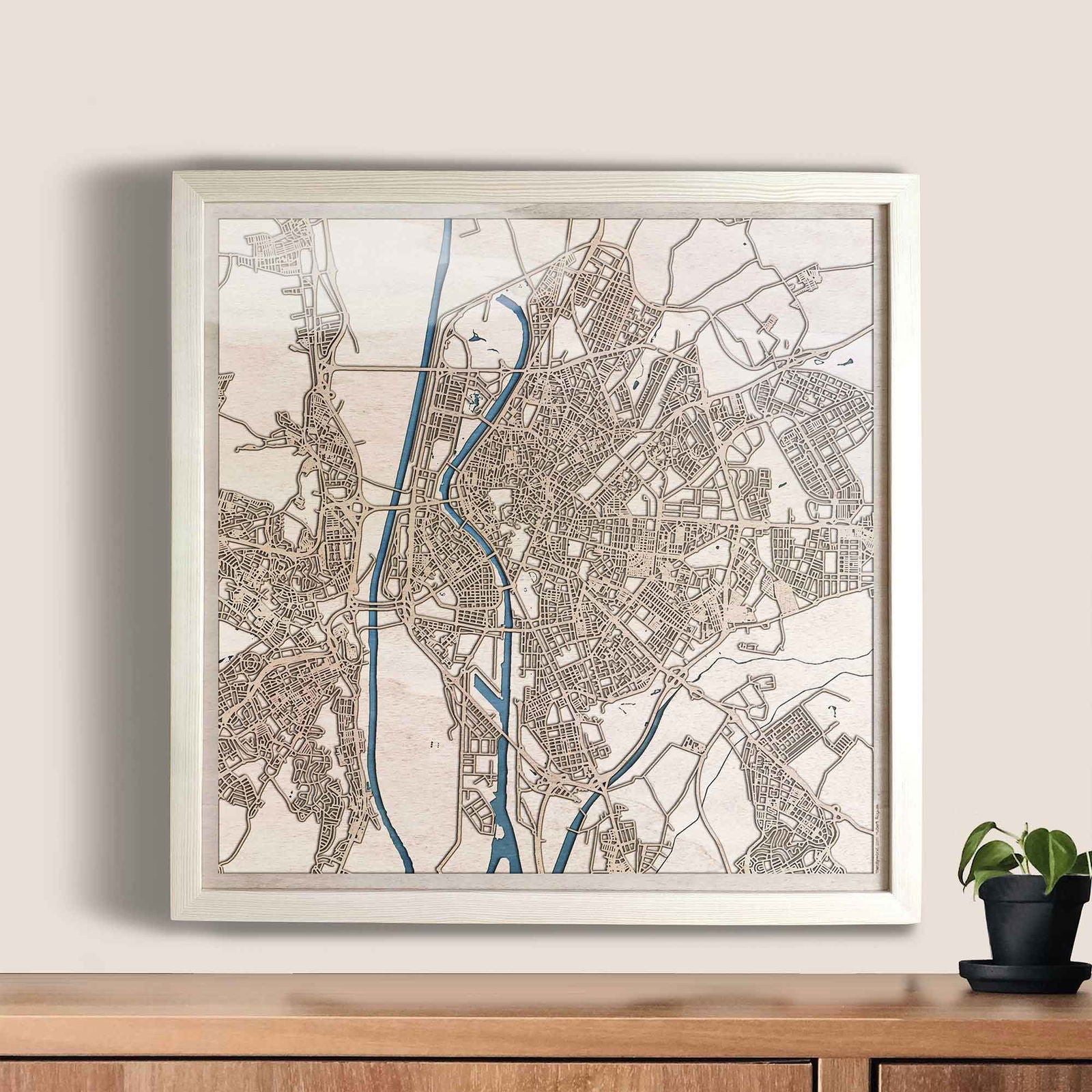 Seville Wooden Map by CityWood - Custom Wood Map Art - Unique Laser Cut Engraved - Anniversary Gift