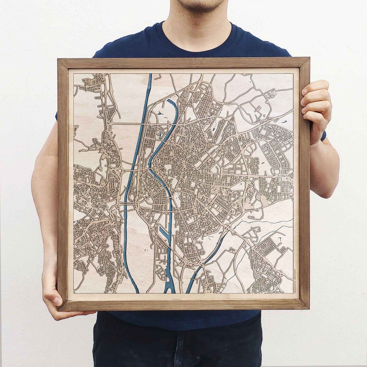 Seville Wooden Map by CityWood - Custom Wood Map Art - Unique Laser Cut Engraved - Anniversary Gift