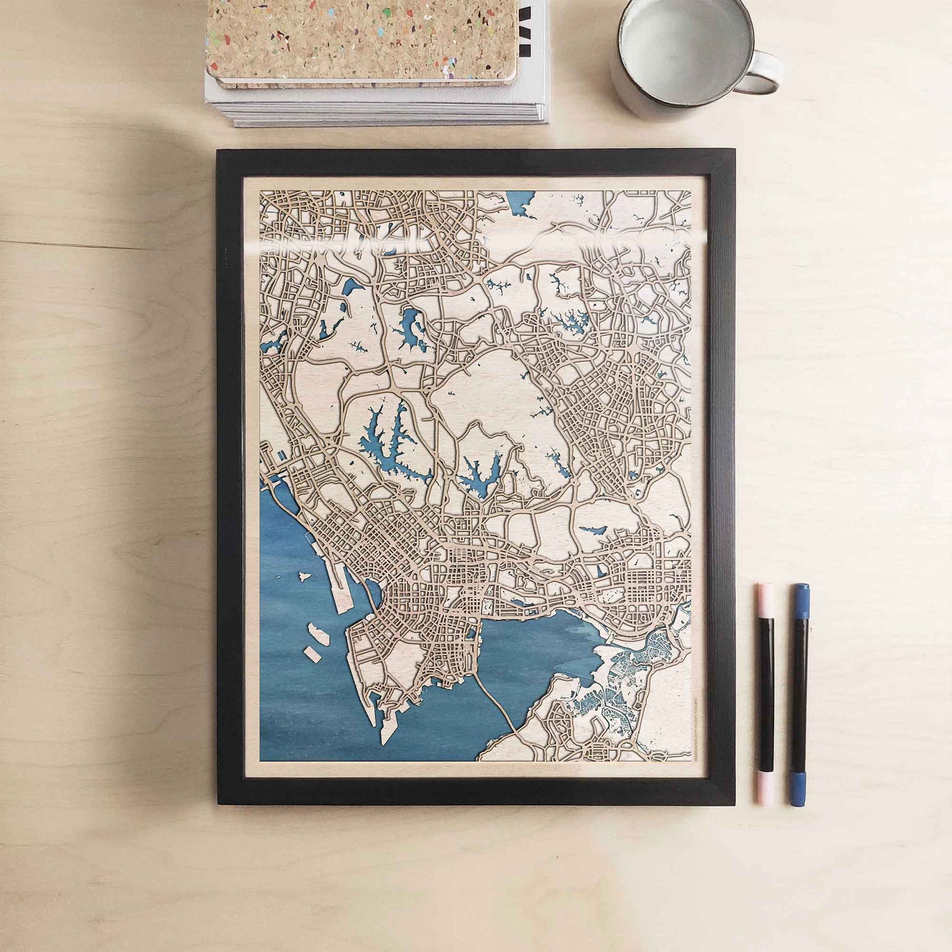 Shenzhen Wooden Map by CityWood - Custom Wood Map Art - Unique Laser Cut Engraved - Anniversary Gift