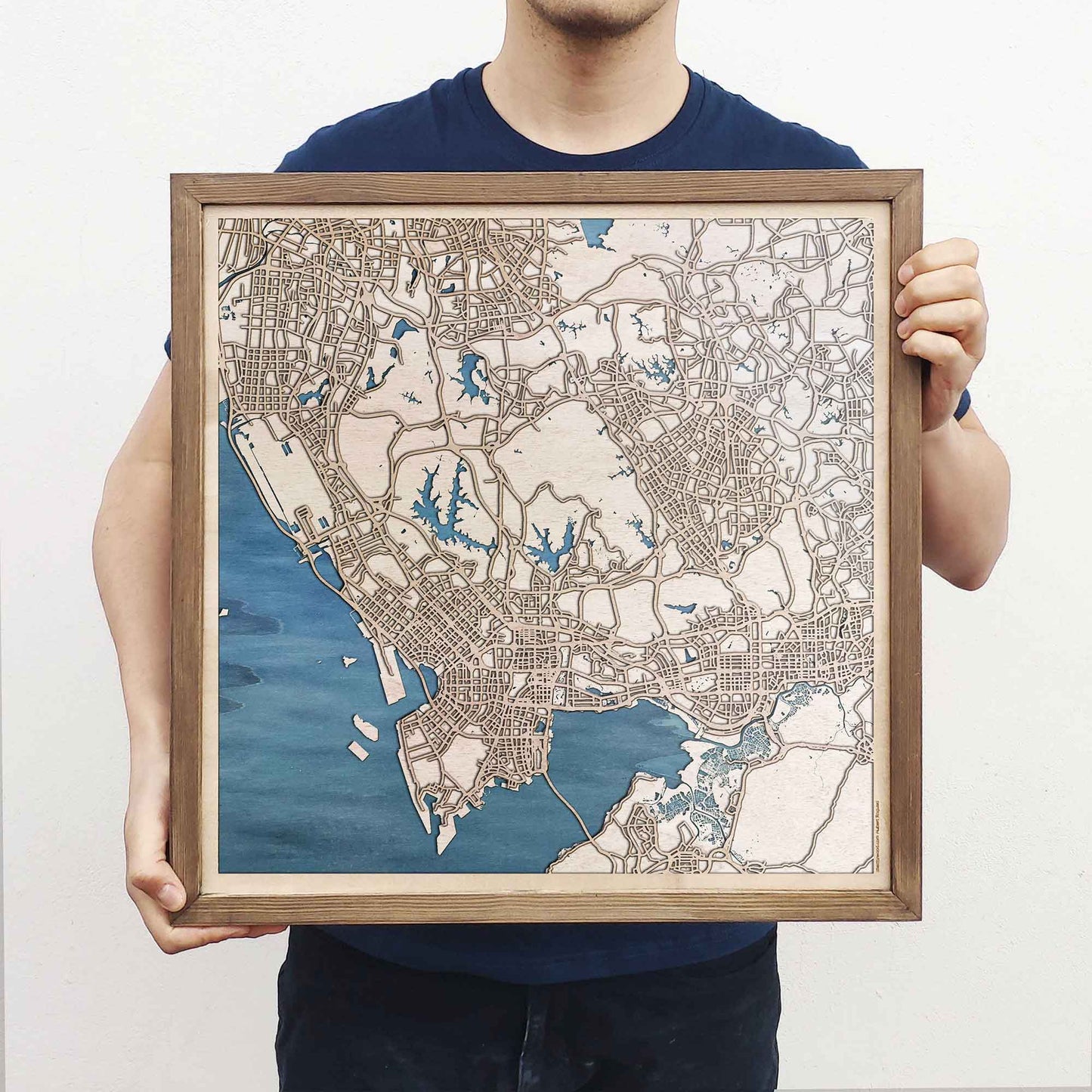 Shenzhen Wooden Map by CityWood - Custom Wood Map Art - Unique Laser Cut Engraved - Anniversary Gift