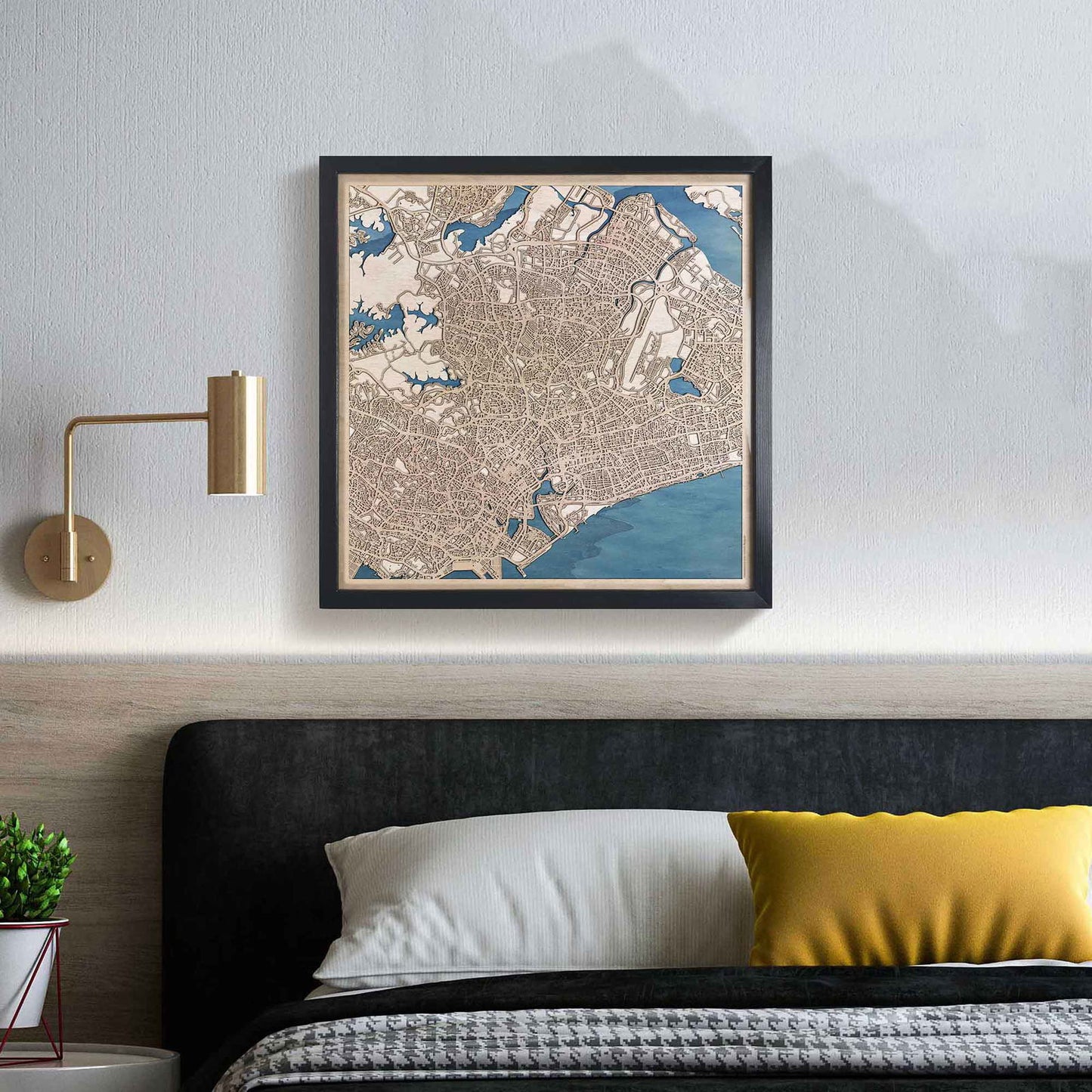 Singapore Wooden Map by CityWood - Custom Wood Map Art - Unique Laser Cut Engraved - Anniversary Gift