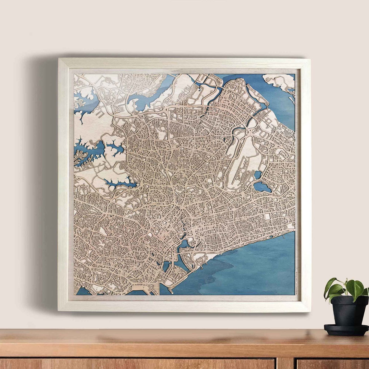 Singapore Wooden Map by CityWood - Custom Wood Map Art - Unique Laser Cut Engraved - Anniversary Gift