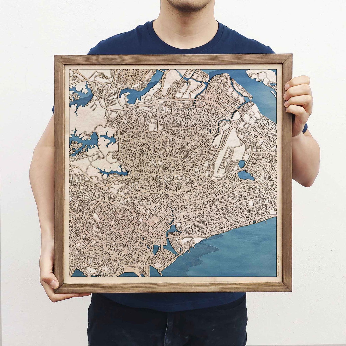 Singapore Wooden Map by CityWood - Custom Wood Map Art - Unique Laser Cut Engraved - Anniversary Gift