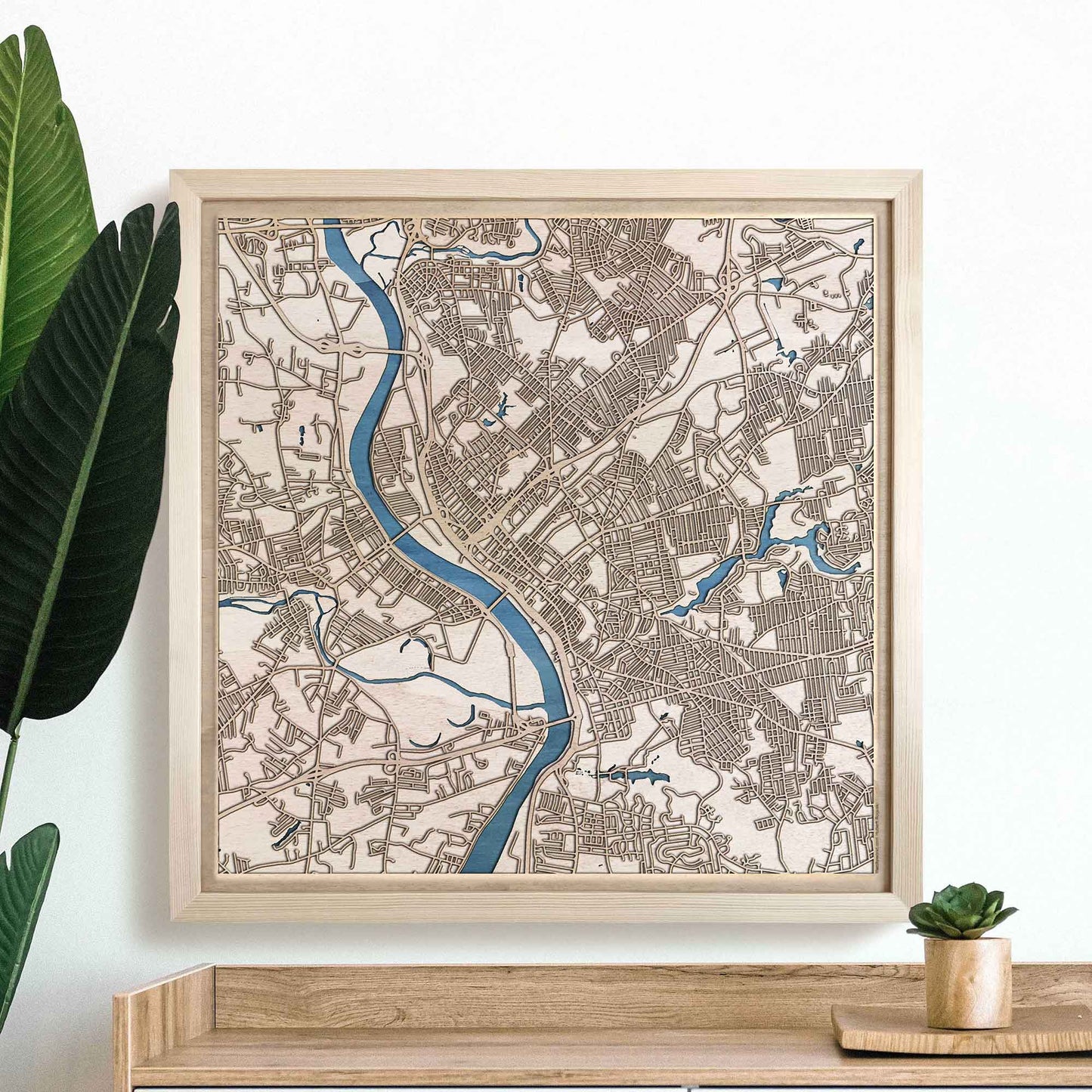 Springfield Wooden Map by CityWood - Custom Wood Map Art - Unique Laser Cut Engraved - Anniversary Gift