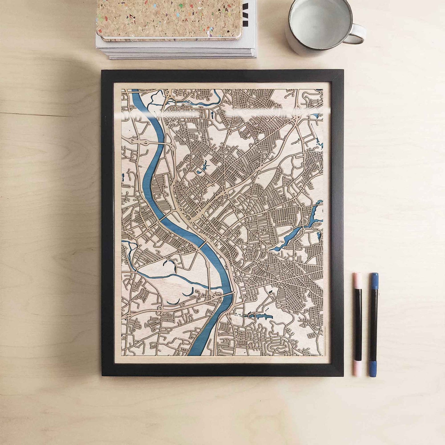 Springfield Wooden Map by CityWood - Custom Wood Map Art - Unique Laser Cut Engraved - Anniversary Gift
