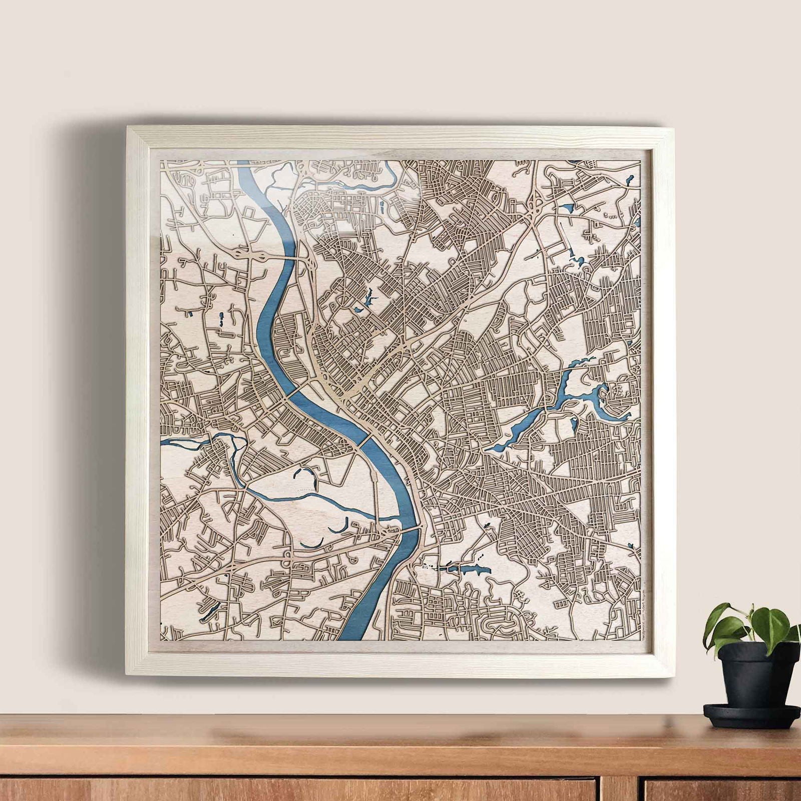 Springfield Wooden Map by CityWood - Custom Wood Map Art - Unique Laser Cut Engraved - Anniversary Gift