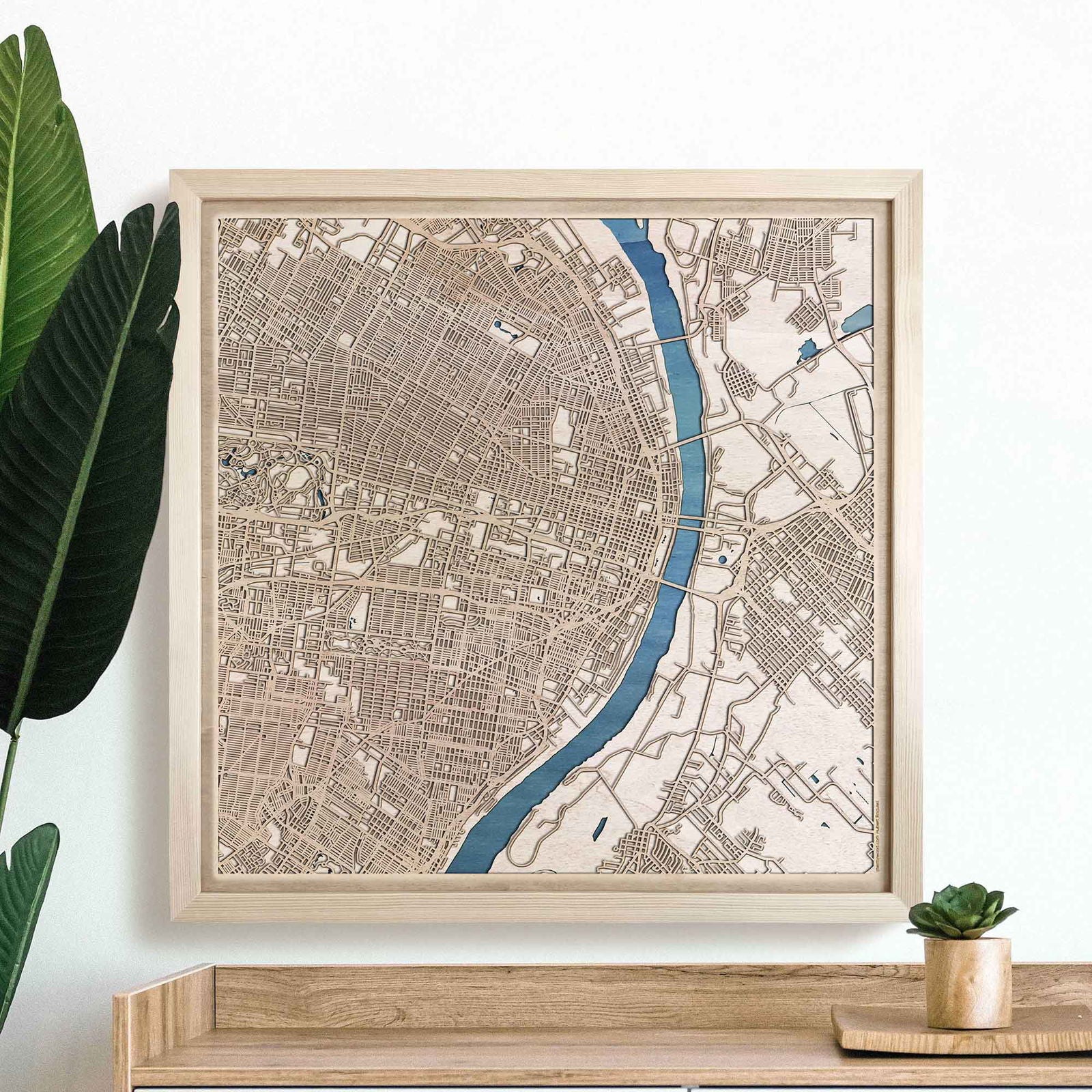 St Louis Wooden Map by CityWood - Custom Wood Map Art - Unique Laser Cut Engraved - Anniversary Gift