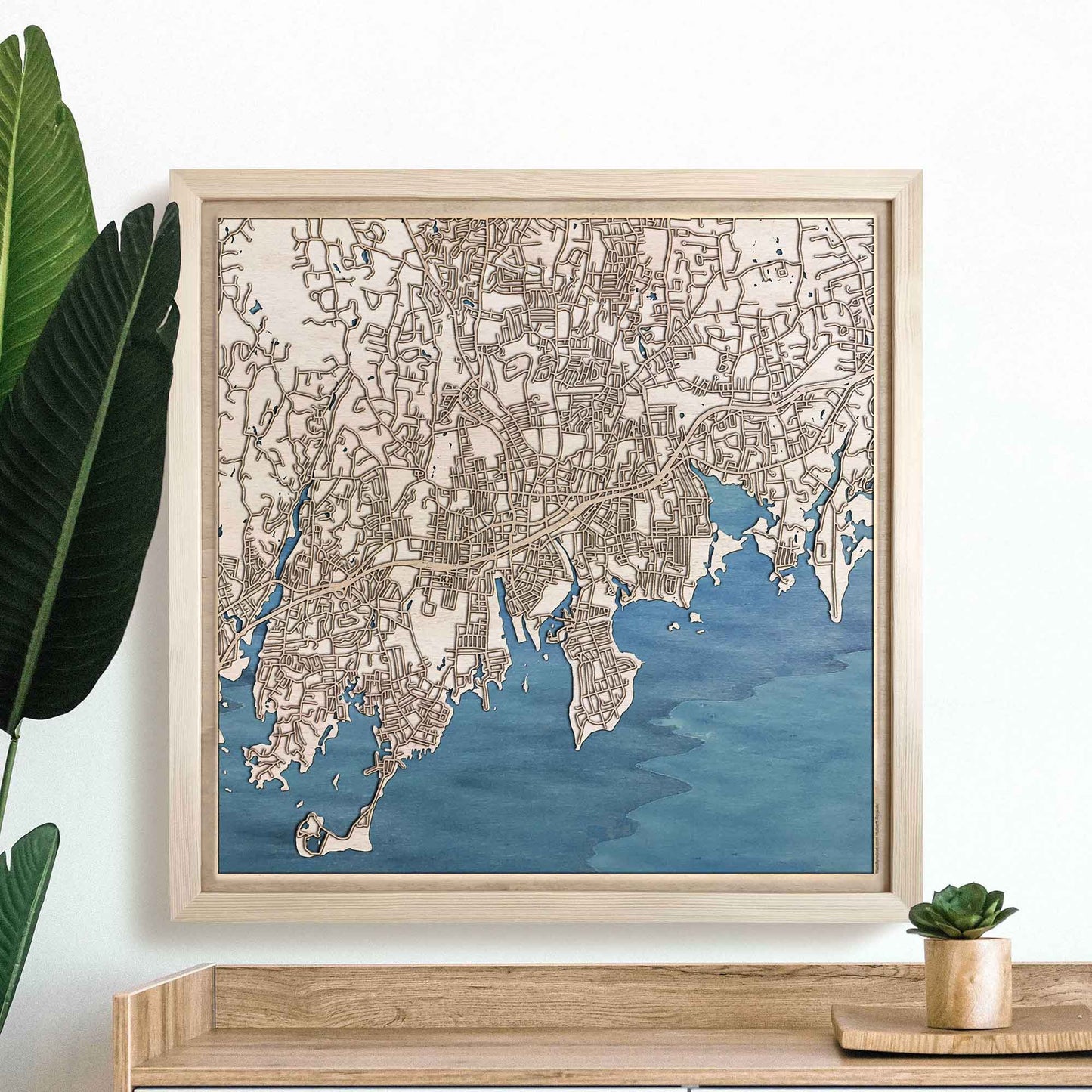 Stamford Wooden Map by CityWood - Custom Wood Map Art - Unique Laser Cut Engraved - Anniversary Gift