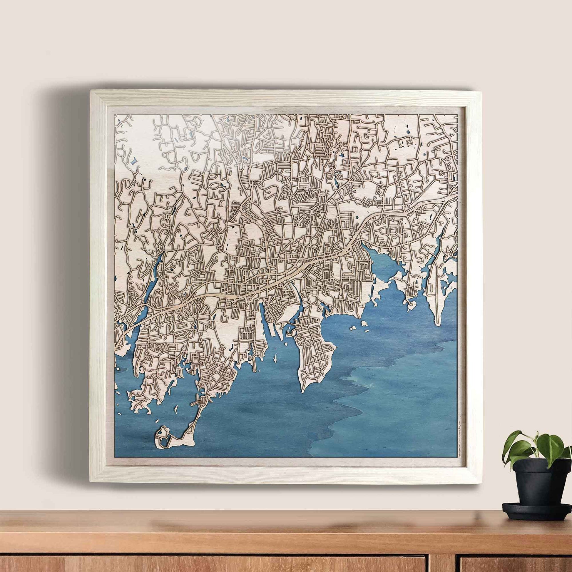 Stamford Wooden Map by CityWood - Custom Wood Map Art - Unique Laser Cut Engraved - Anniversary Gift