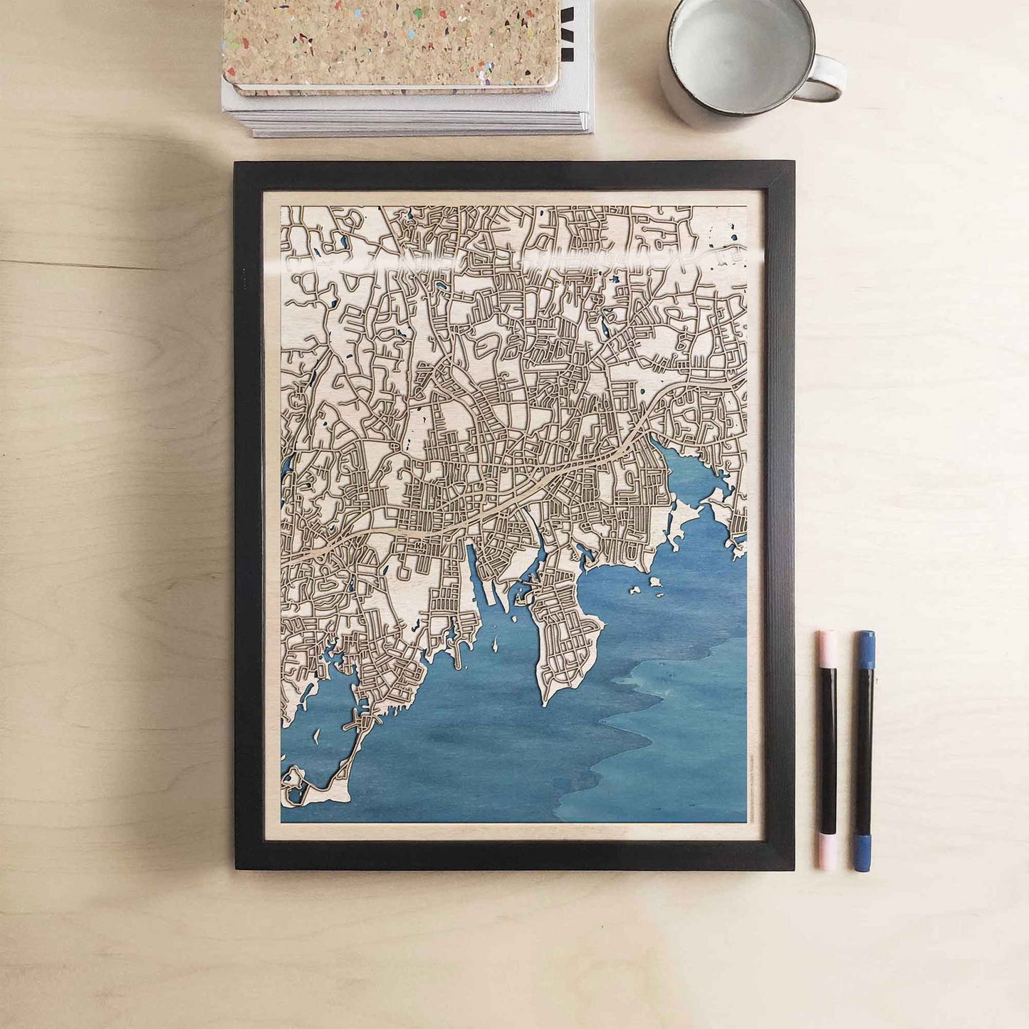 Stamford Wooden Map by CityWood - Custom Wood Map Art - Unique Laser Cut Engraved - Anniversary Gift