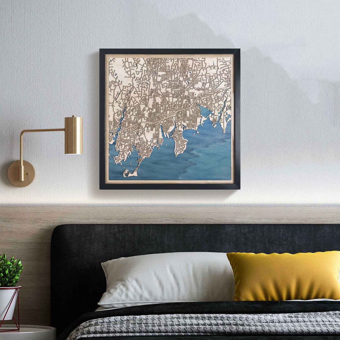 Stamford Wooden Map by CityWood - Custom Wood Map Art - Unique Laser Cut Engraved - Anniversary Gift