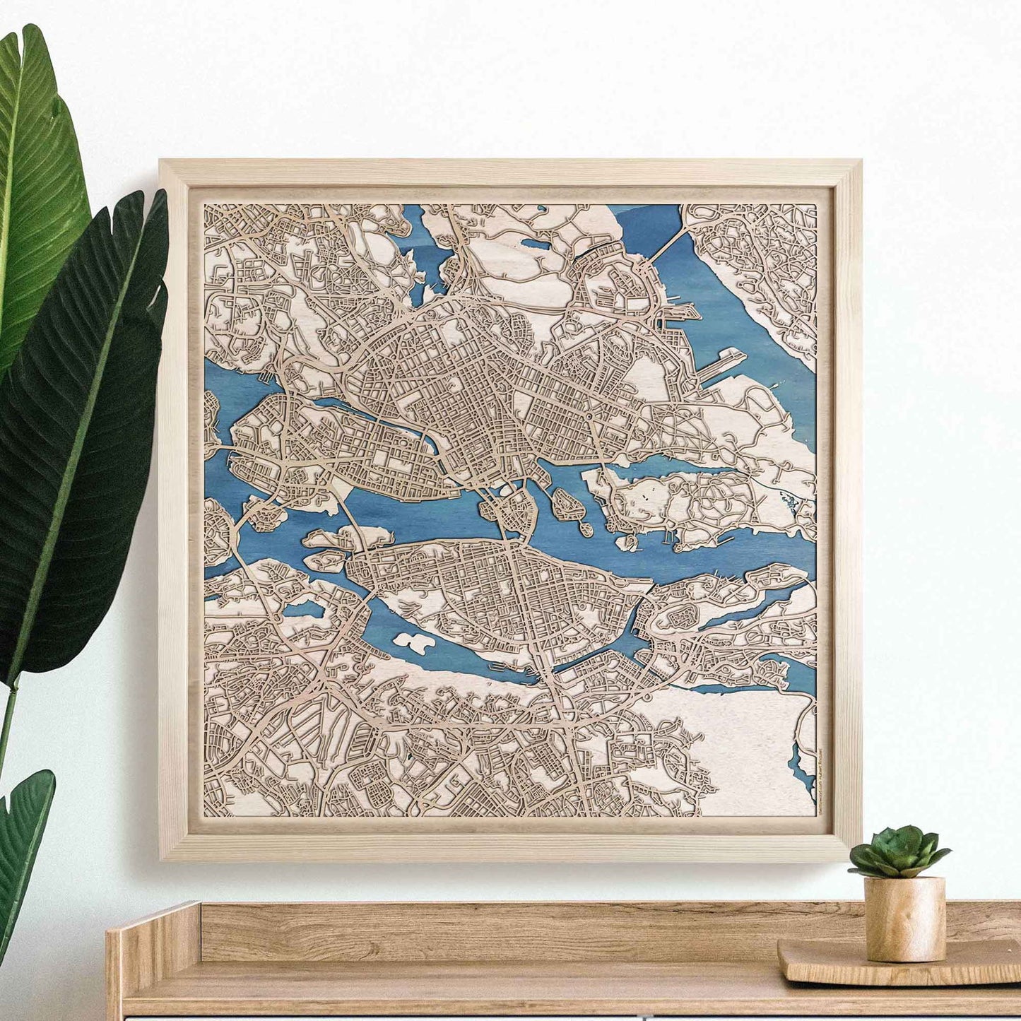 Stockholm Wooden Map by CityWood - Custom Wood Map Art - Unique Laser Cut Engraved - Anniversary Gift