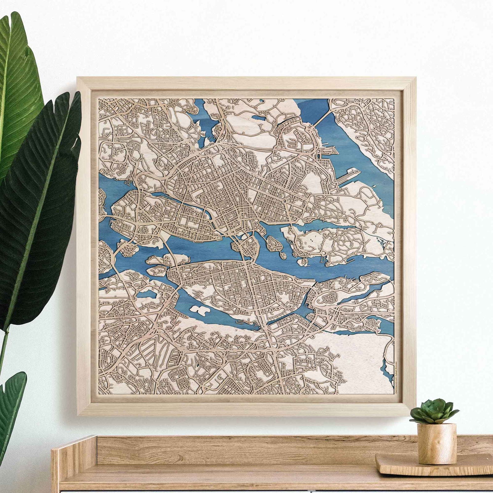 Stockholm Wooden Map by CityWood - Custom Wood Map Art - Unique Laser Cut Engraved - Anniversary Gift