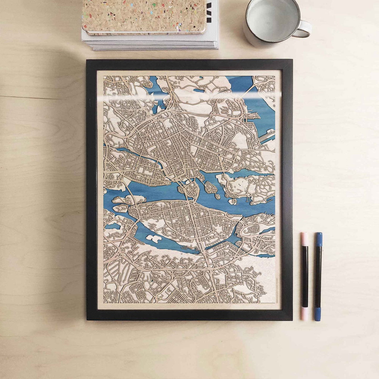 Stockholm Wooden Map by CityWood - Custom Wood Map Art - Unique Laser Cut Engraved - Anniversary Gift