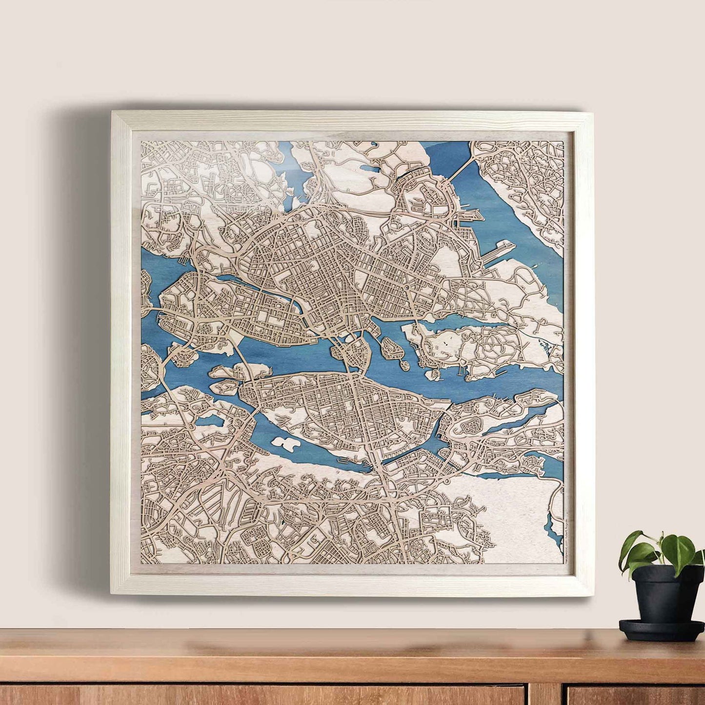 Stockholm Wooden Map by CityWood - Custom Wood Map Art - Unique Laser Cut Engraved - Anniversary Gift