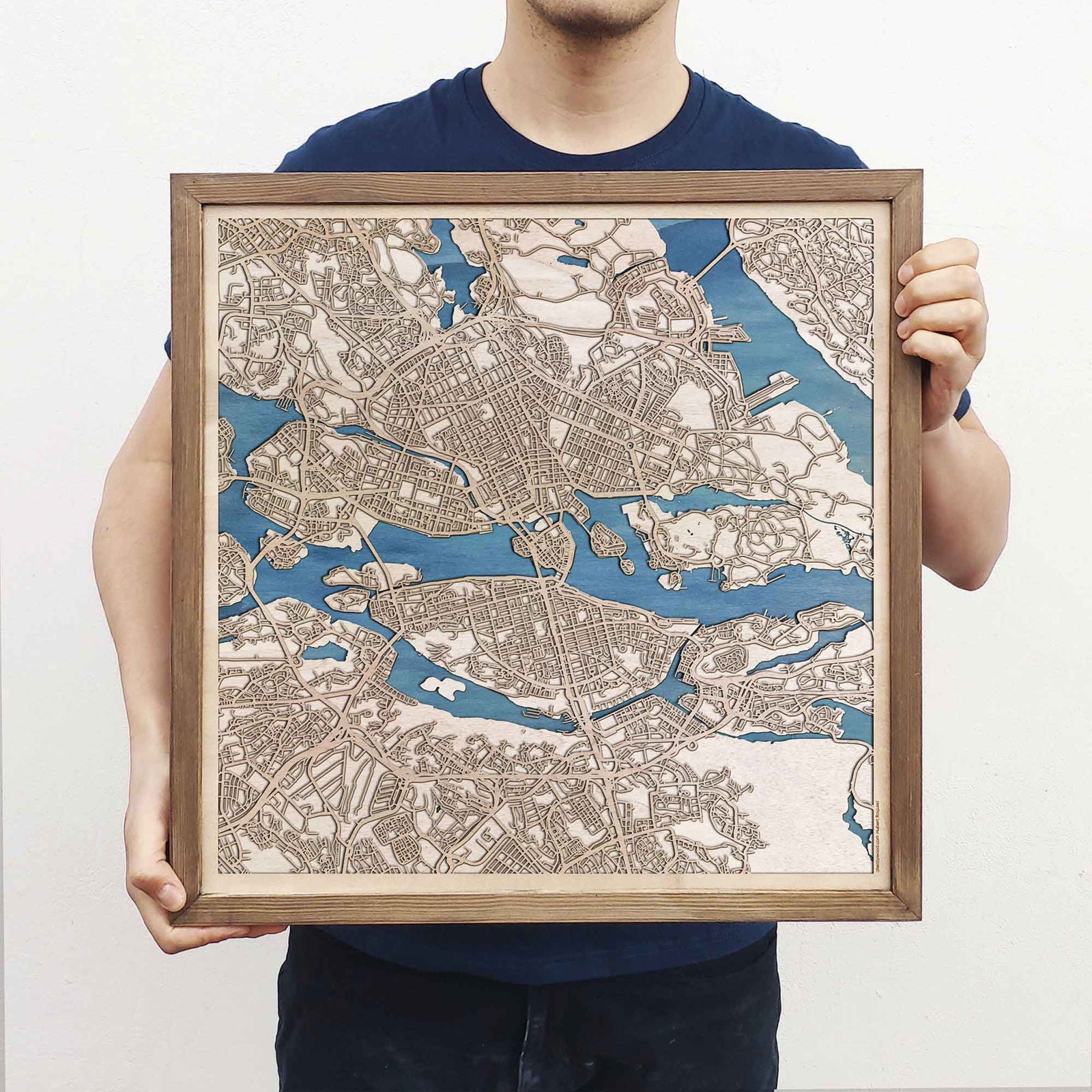 Stockholm Wooden Map by CityWood - Custom Wood Map Art - Unique Laser Cut Engraved - Anniversary Gift