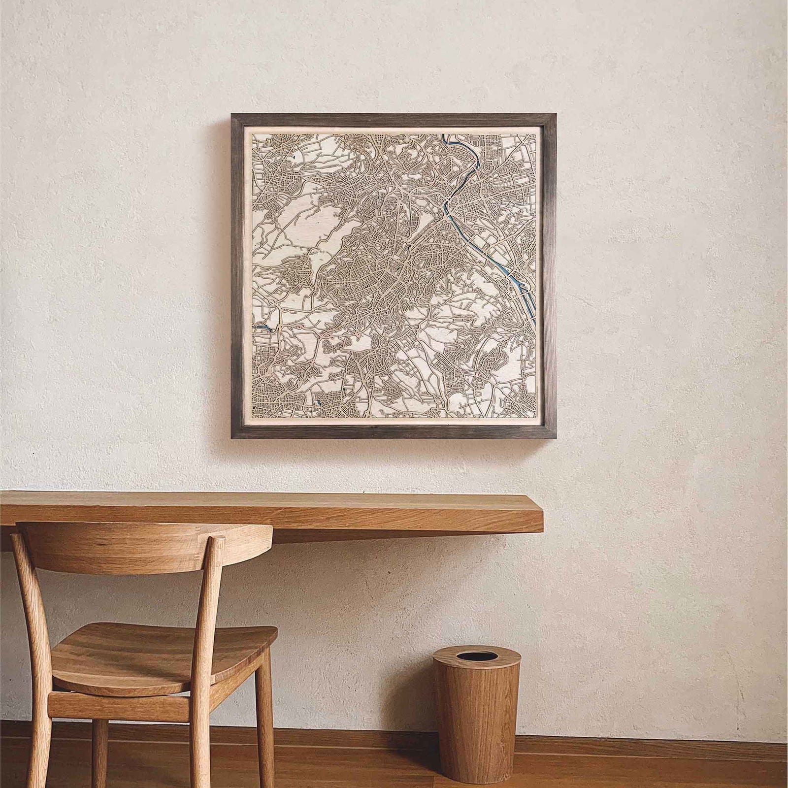 Stuttgart Wooden Map by CityWood - Custom Wood Map Art - Unique Laser Cut Engraved - Anniversary Gift