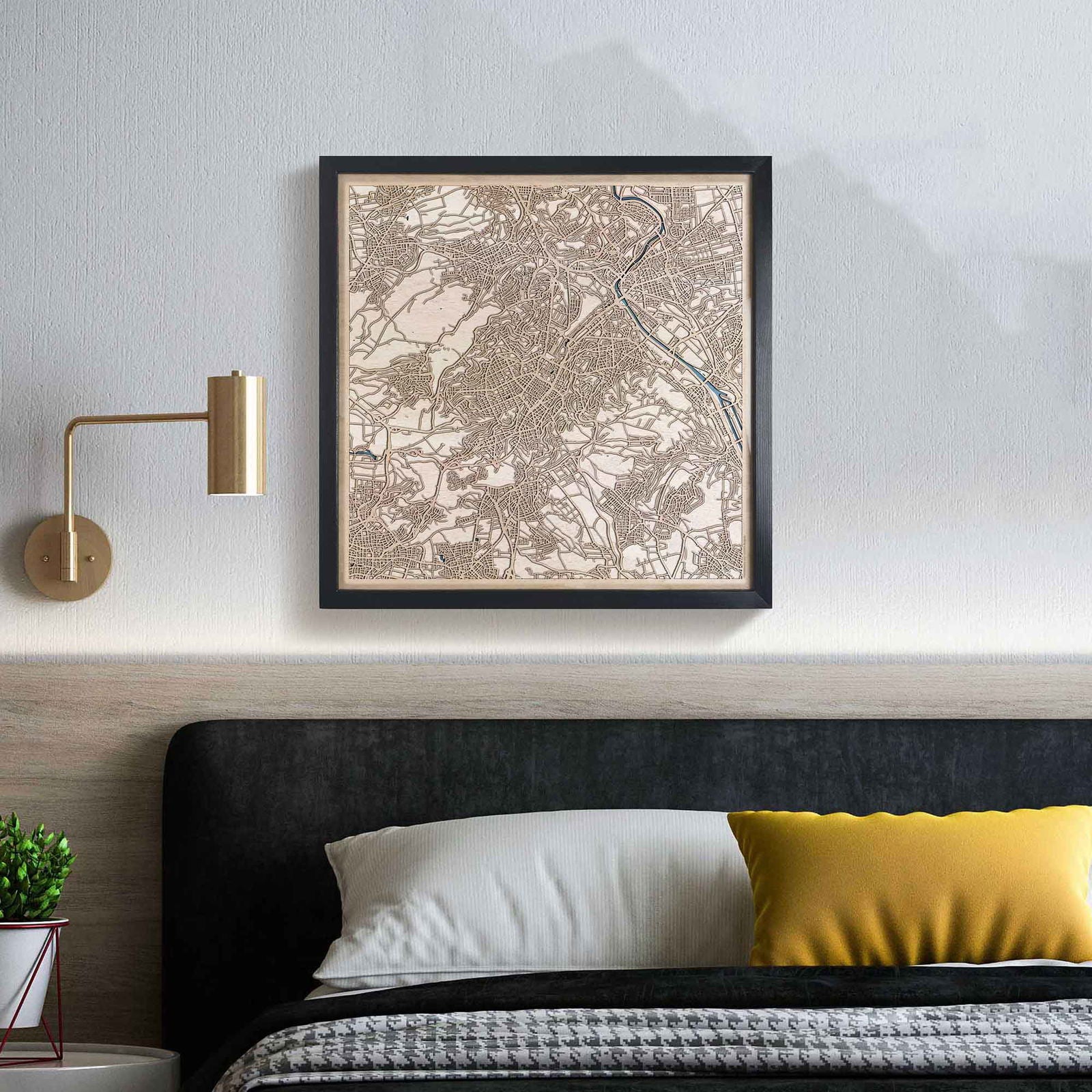 Stuttgart Wooden Map by CityWood - Custom Wood Map Art - Unique Laser Cut Engraved - Anniversary Gift
