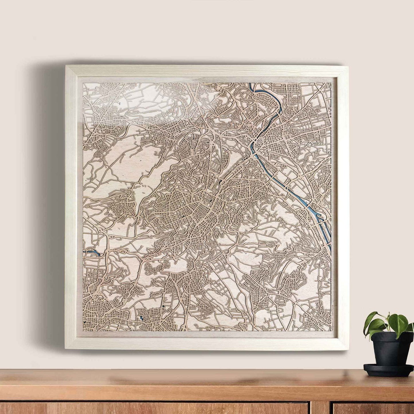 Stuttgart Wooden Map by CityWood - Custom Wood Map Art - Unique Laser Cut Engraved - Anniversary Gift