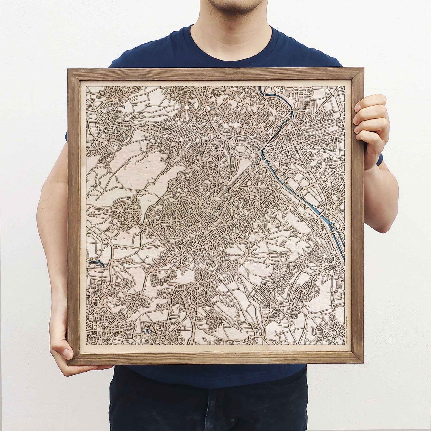 Stuttgart Wooden Map by CityWood - Custom Wood Map Art - Unique Laser Cut Engraved - Anniversary Gift