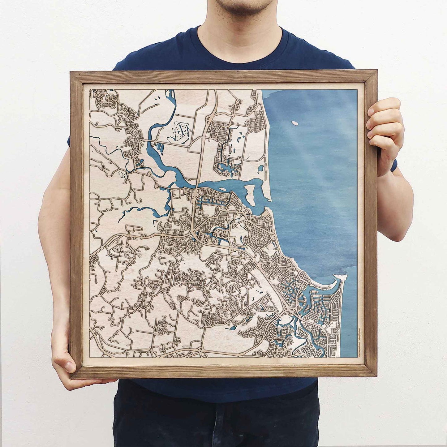 Sunshine Coast Wooden Map by CityWood - Custom Wood Map Art - Unique Laser Cut Engraved - Anniversary Gift