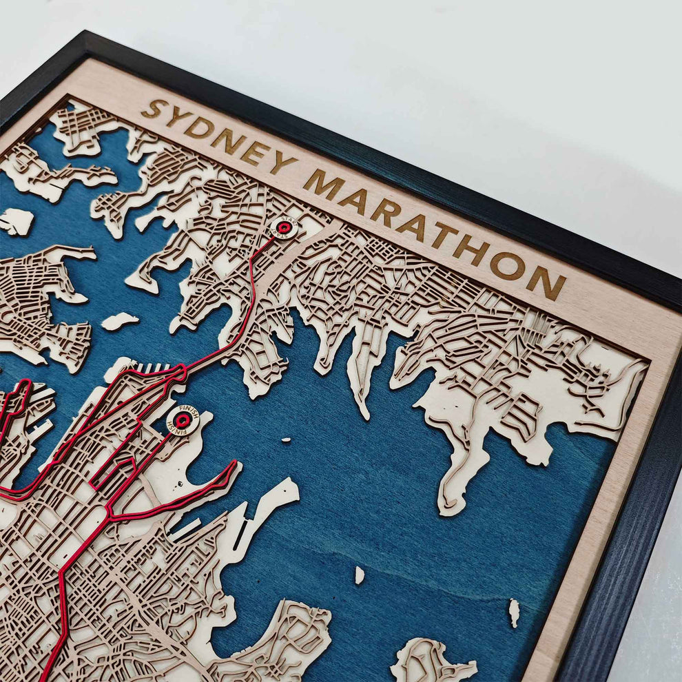 Sydney Marathon Wooden Map | Custom Engraved Race Course Keepsake ...