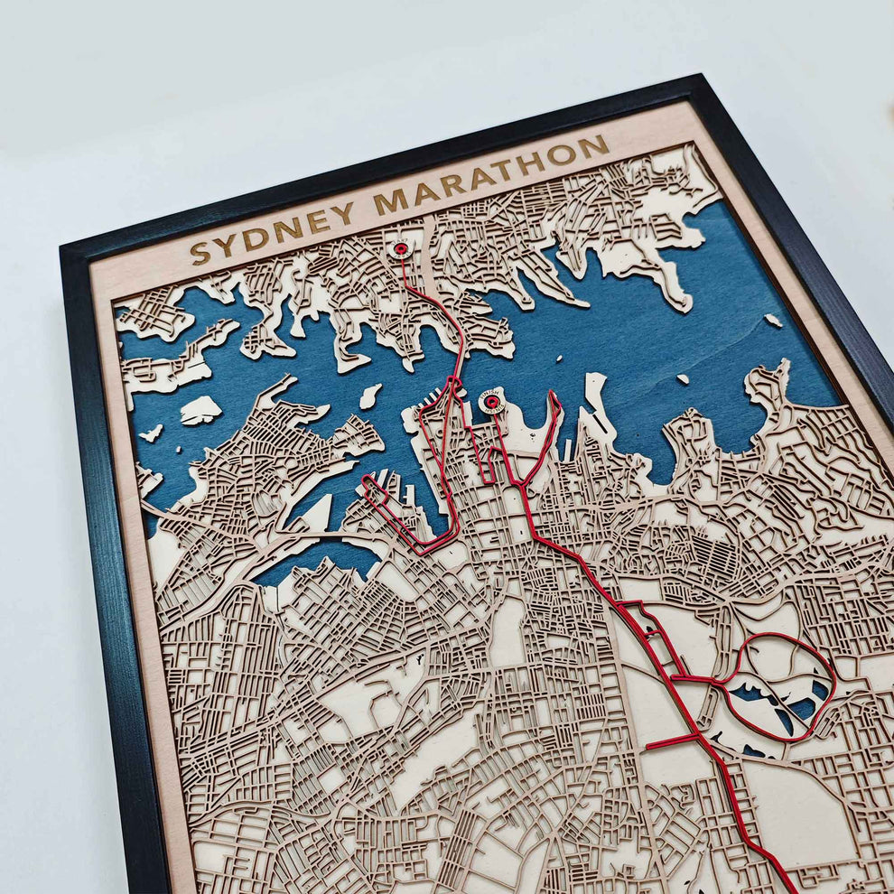 Sydney Marathon Wooden Map | Custom Engraved Race Course Keepsake ...