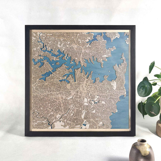 Sydney Wooden Map by CityWood - Custom Wood Map Art - Unique Laser Cut Engraved - Anniversary Gift