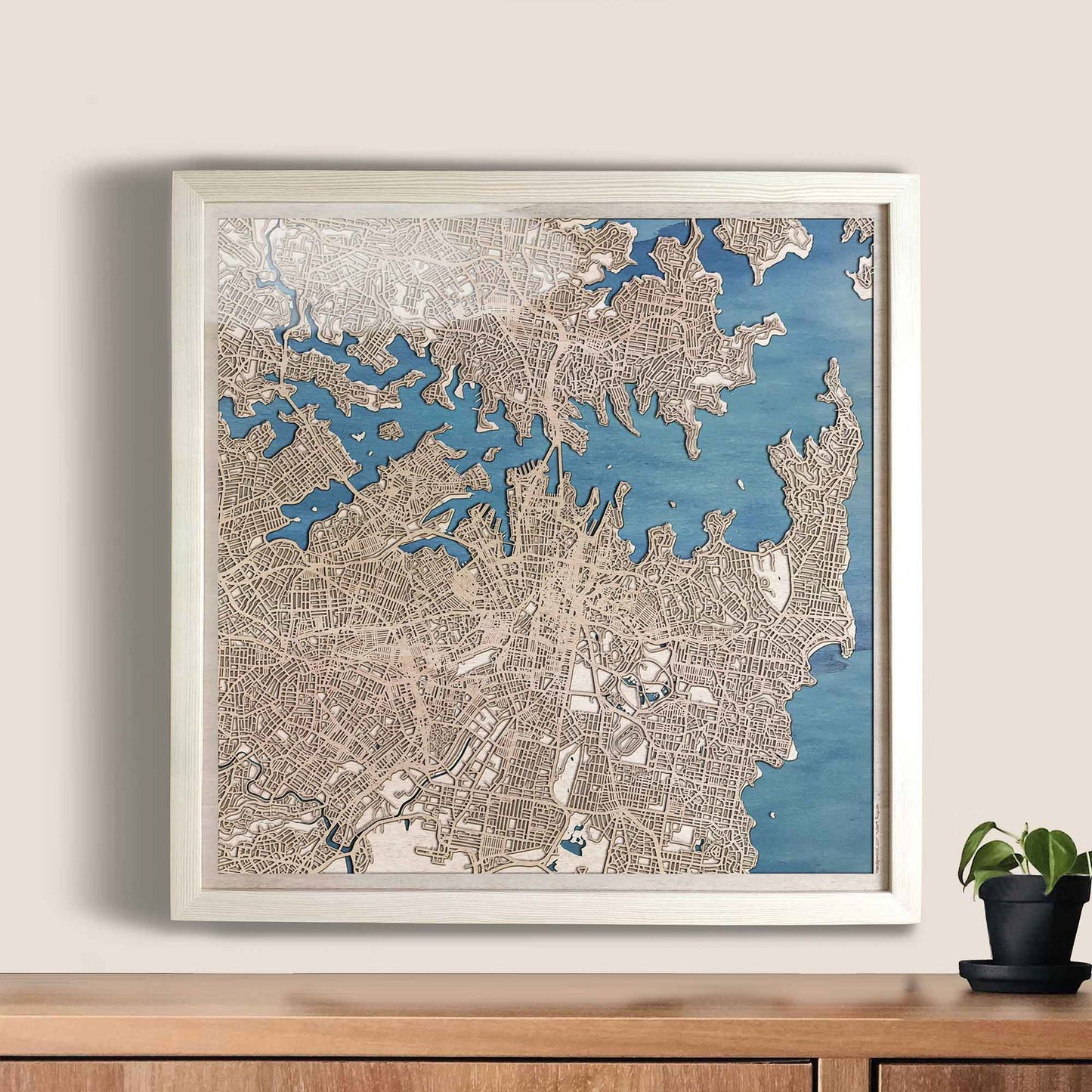 Sydney Wooden Map by CityWood - Custom Wood Map Art - Unique Laser Cut Engraved - Anniversary Gift